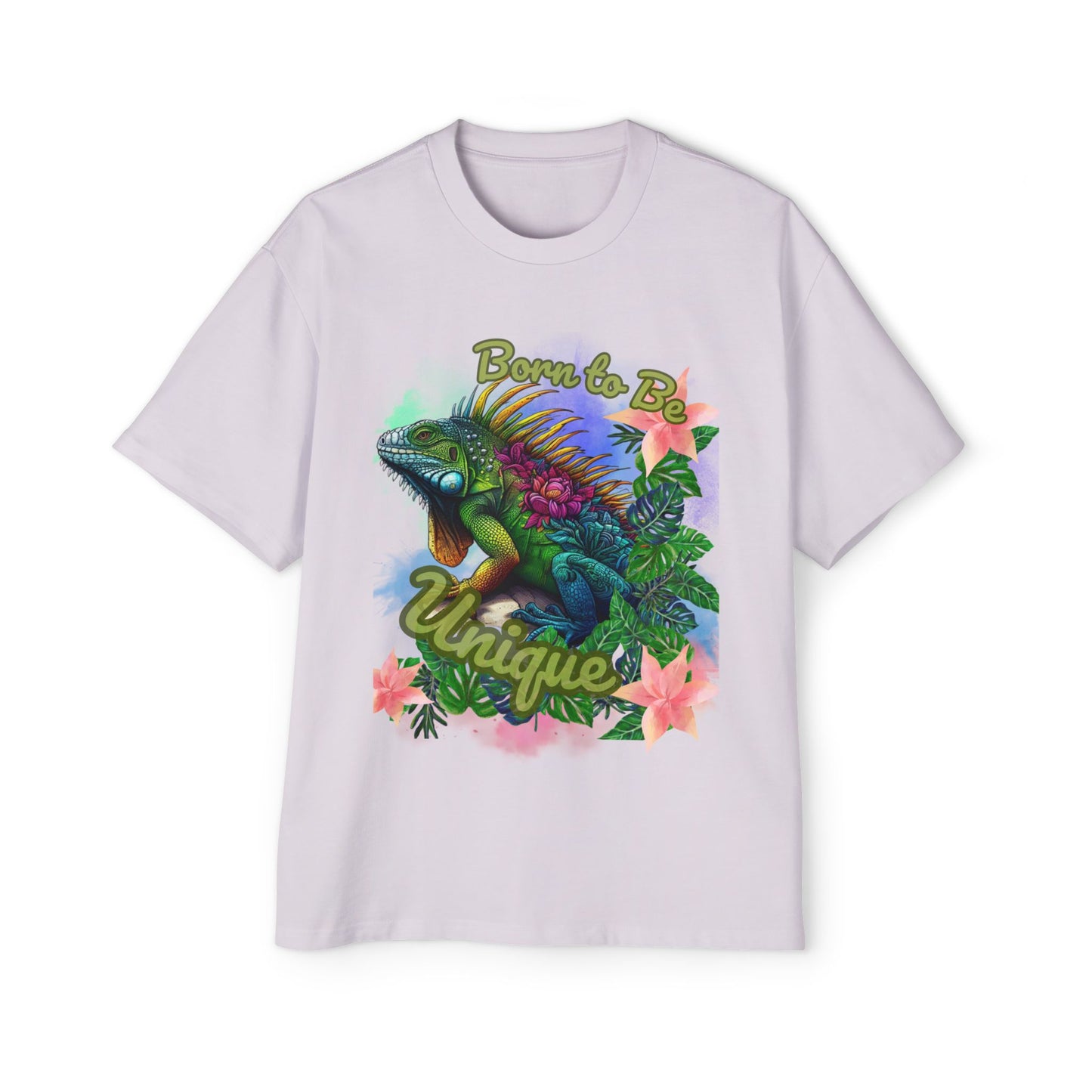 Born to Be Unique Iguana Oversized Tee | Bold Graphic Shirt | Nature-Inspired Streetwear