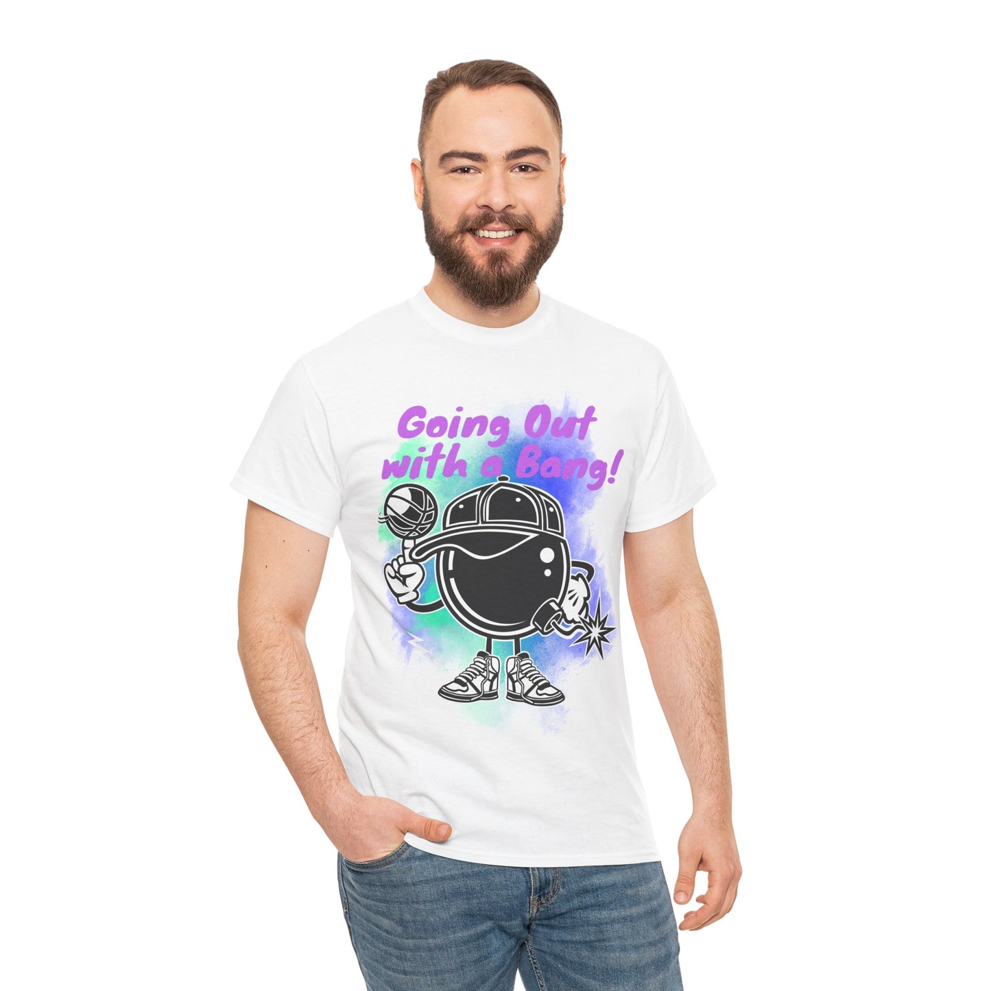 Unisex Heavy Cotton Tee - "Going Out with a Bang!" Fun Graphic T-Shirt