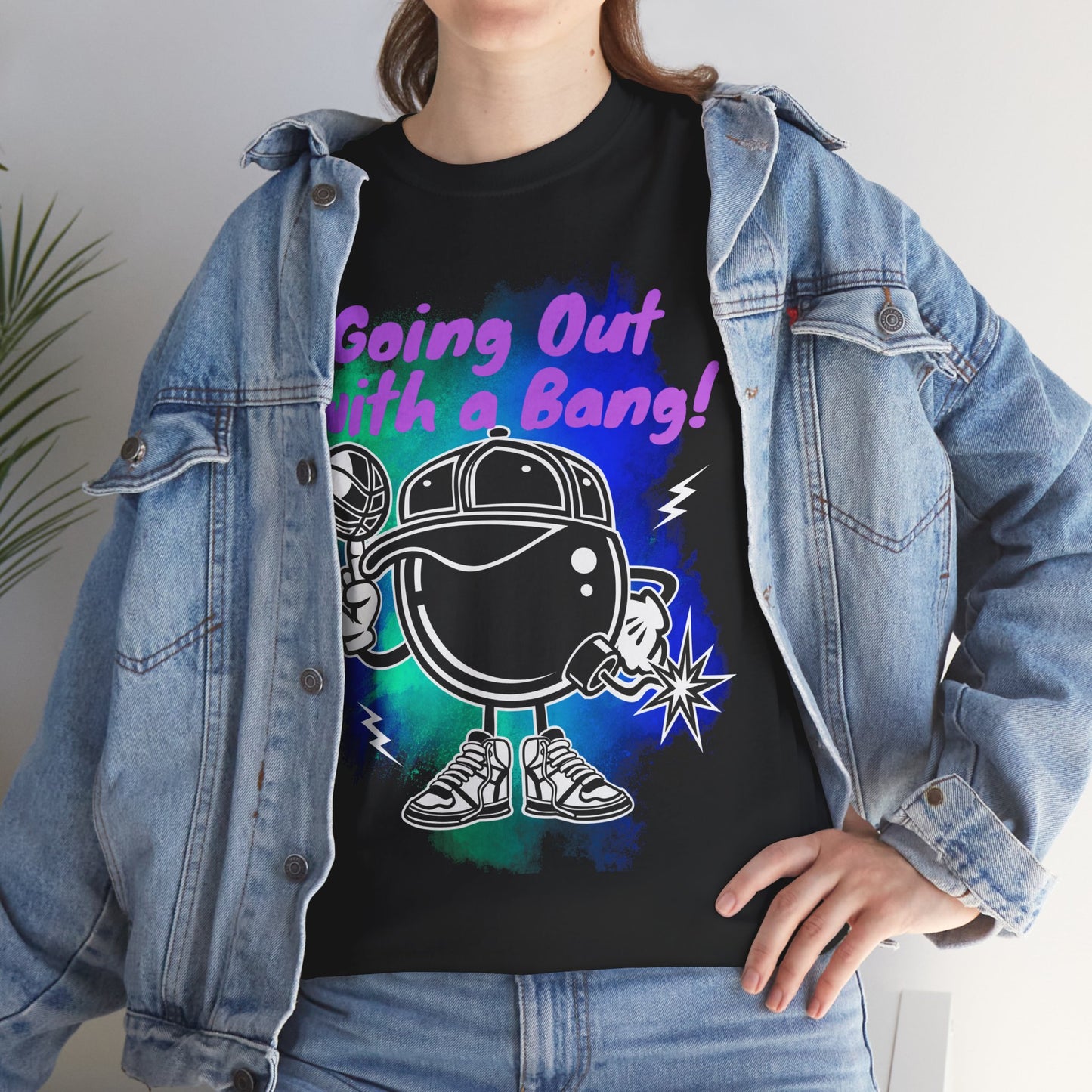 Unisex Heavy Cotton Tee - "Going Out with a Bang!" Fun Graphic T-Shirt