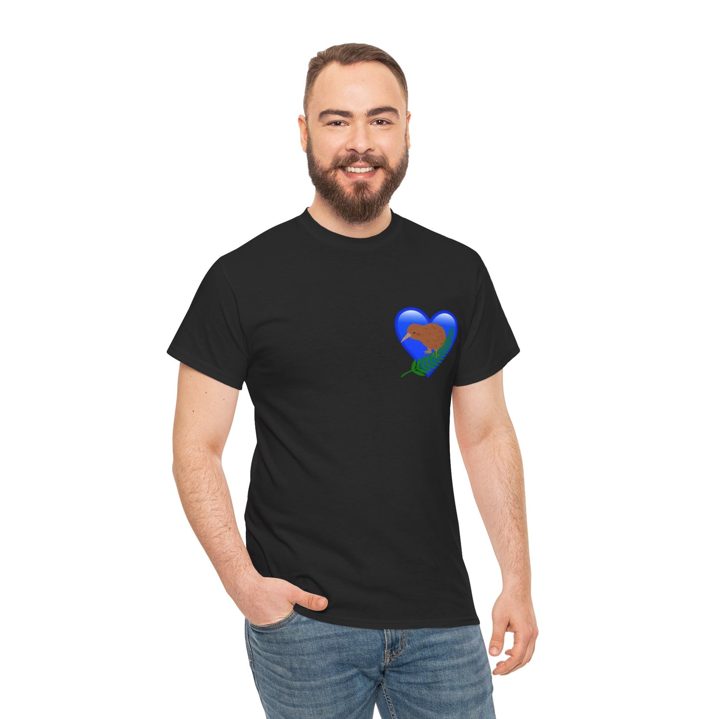 Unisex Heavy Cotton Tee - New Zealand kiwi heart design
