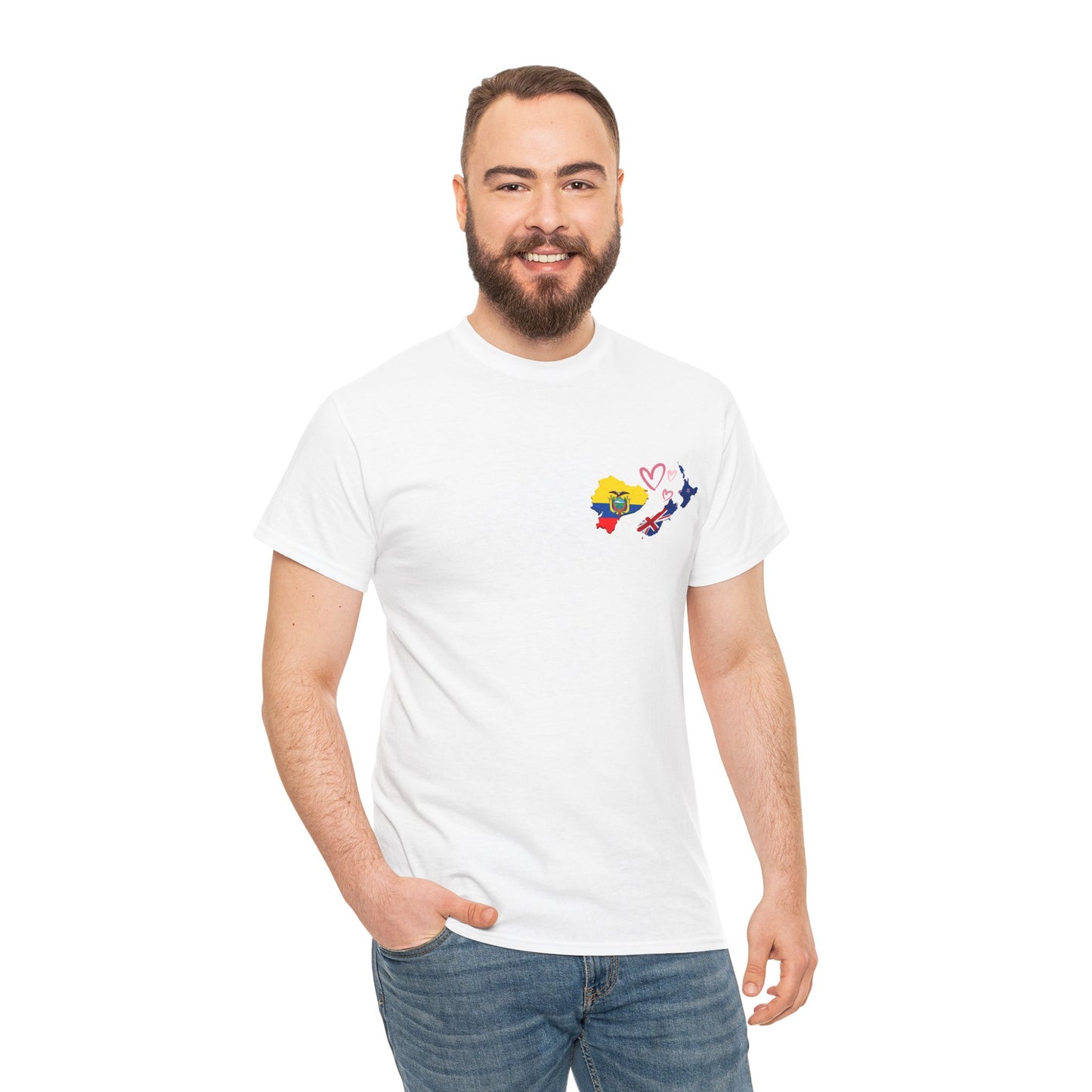 Cozy Unisex Cotton Tee with Ecuador & NZ Map Design
