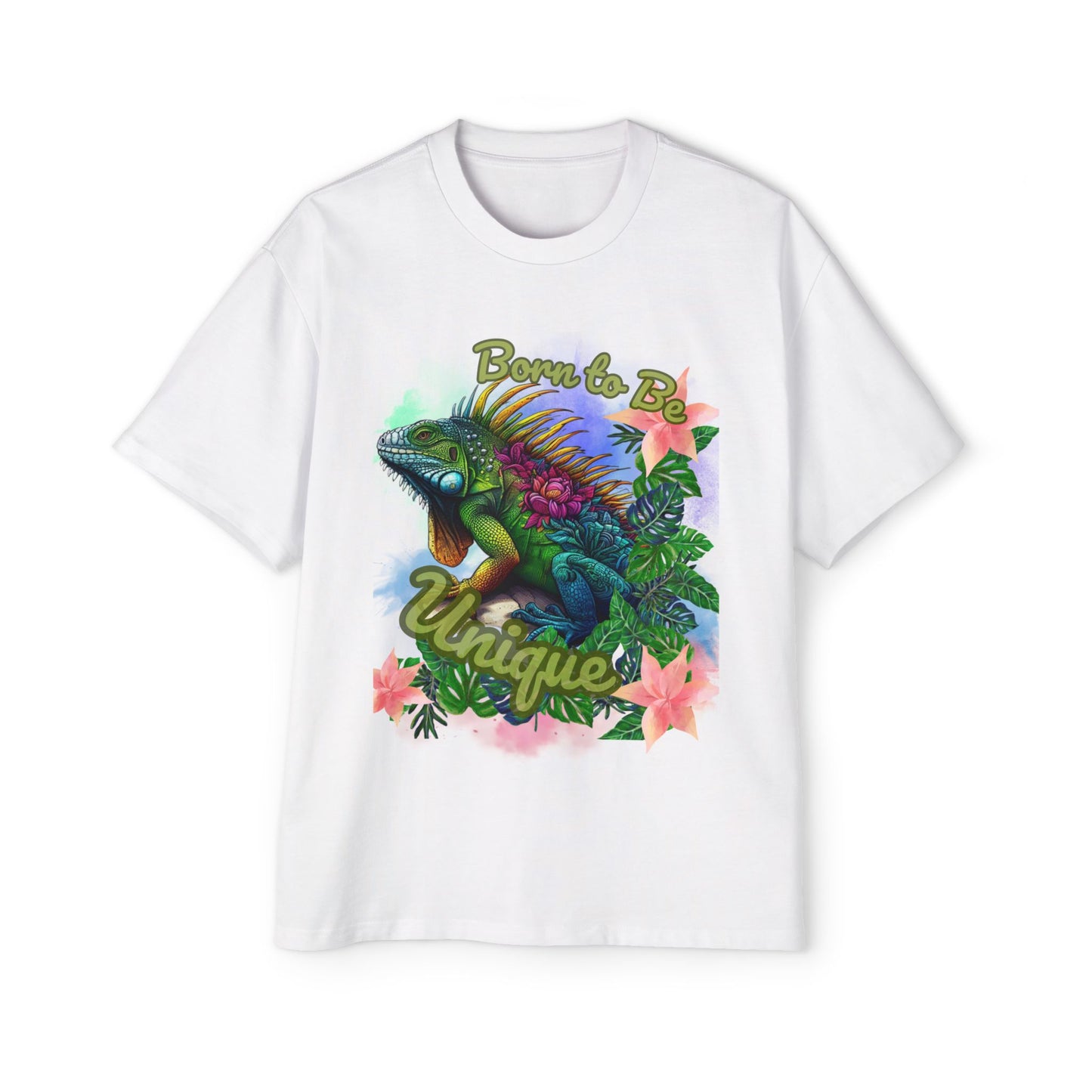 Born to Be Unique Iguana Oversized Tee | Bold Graphic Shirt | Nature-Inspired Streetwear