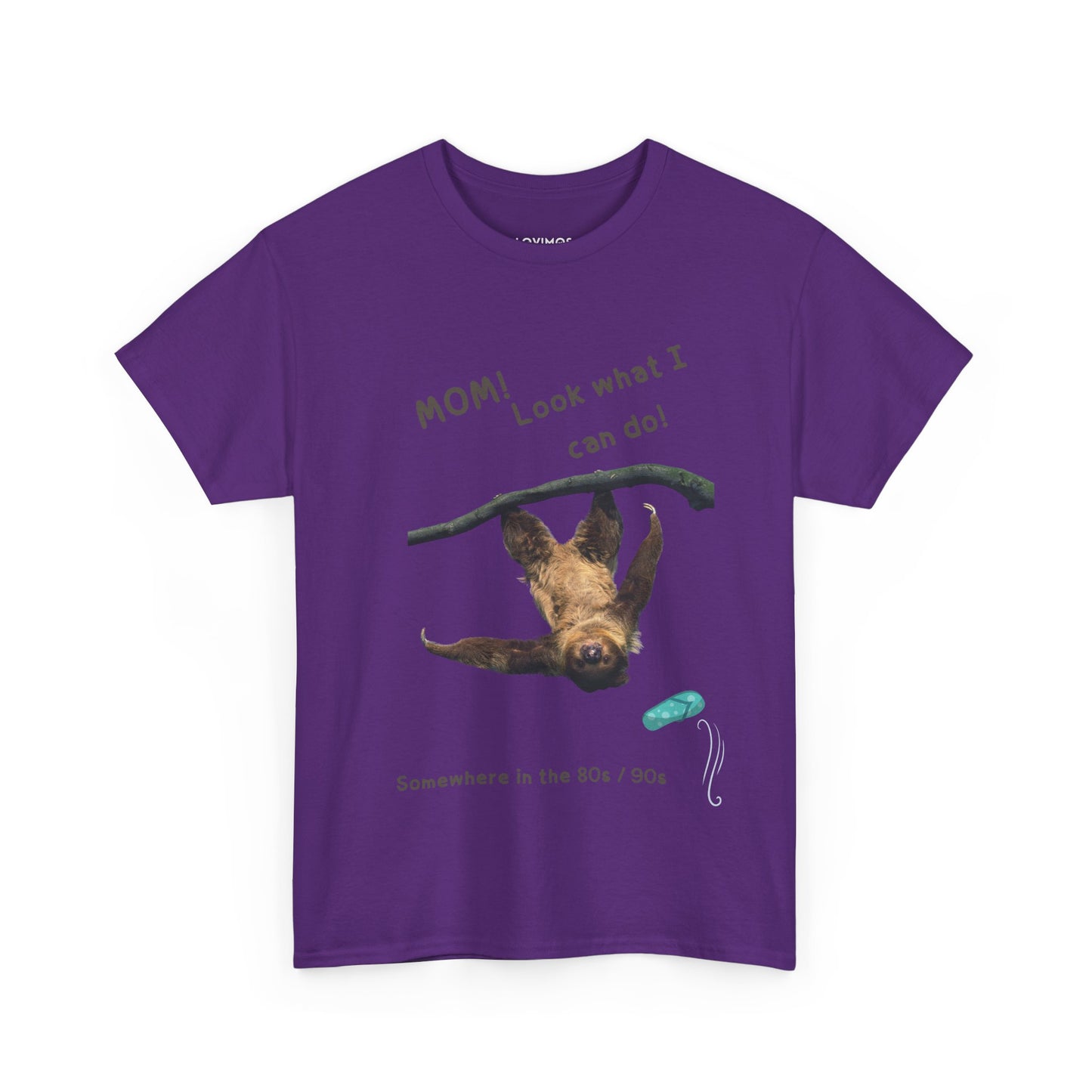 Funny Unisex Heavy Cotton Tee - 'Mom! Look What I Can Do!' Retro Animal Design