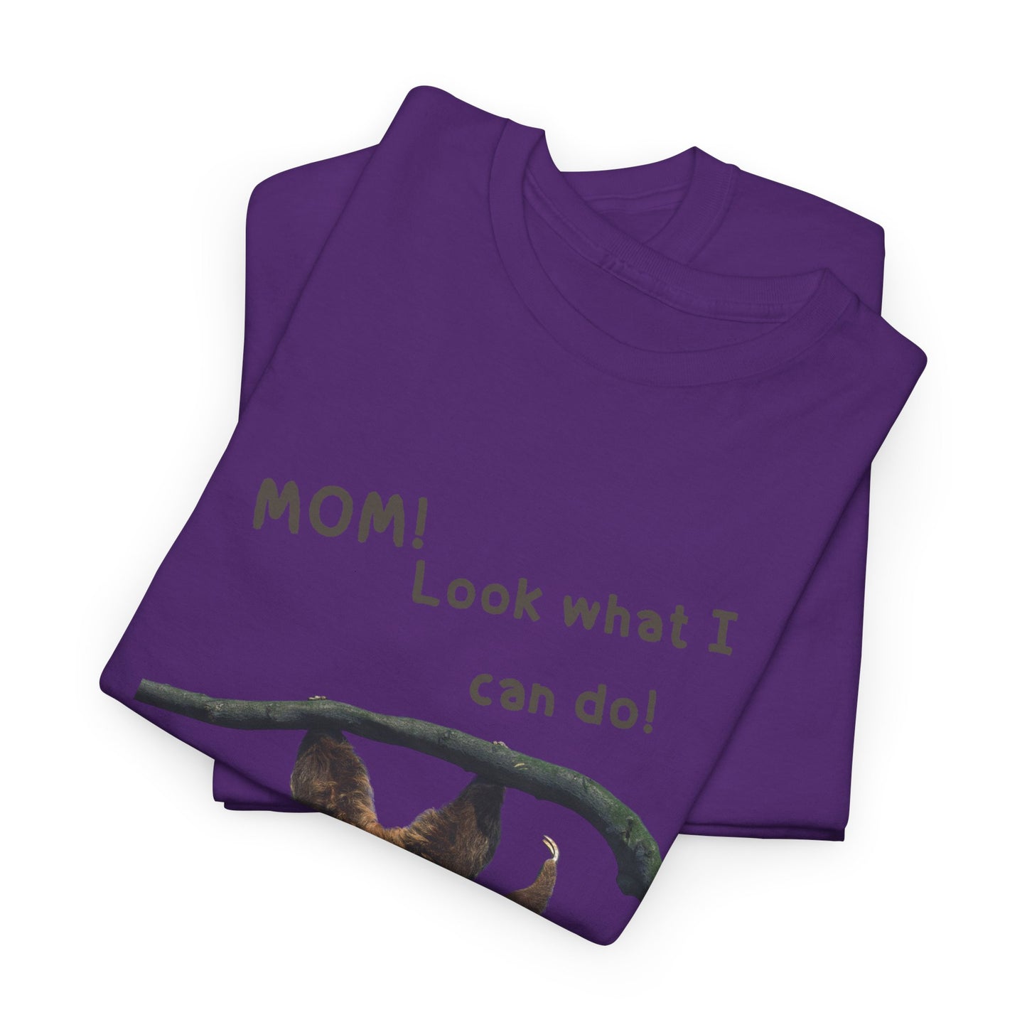 Funny Unisex Heavy Cotton Tee - 'Mom! Look What I Can Do!' Retro Animal Design