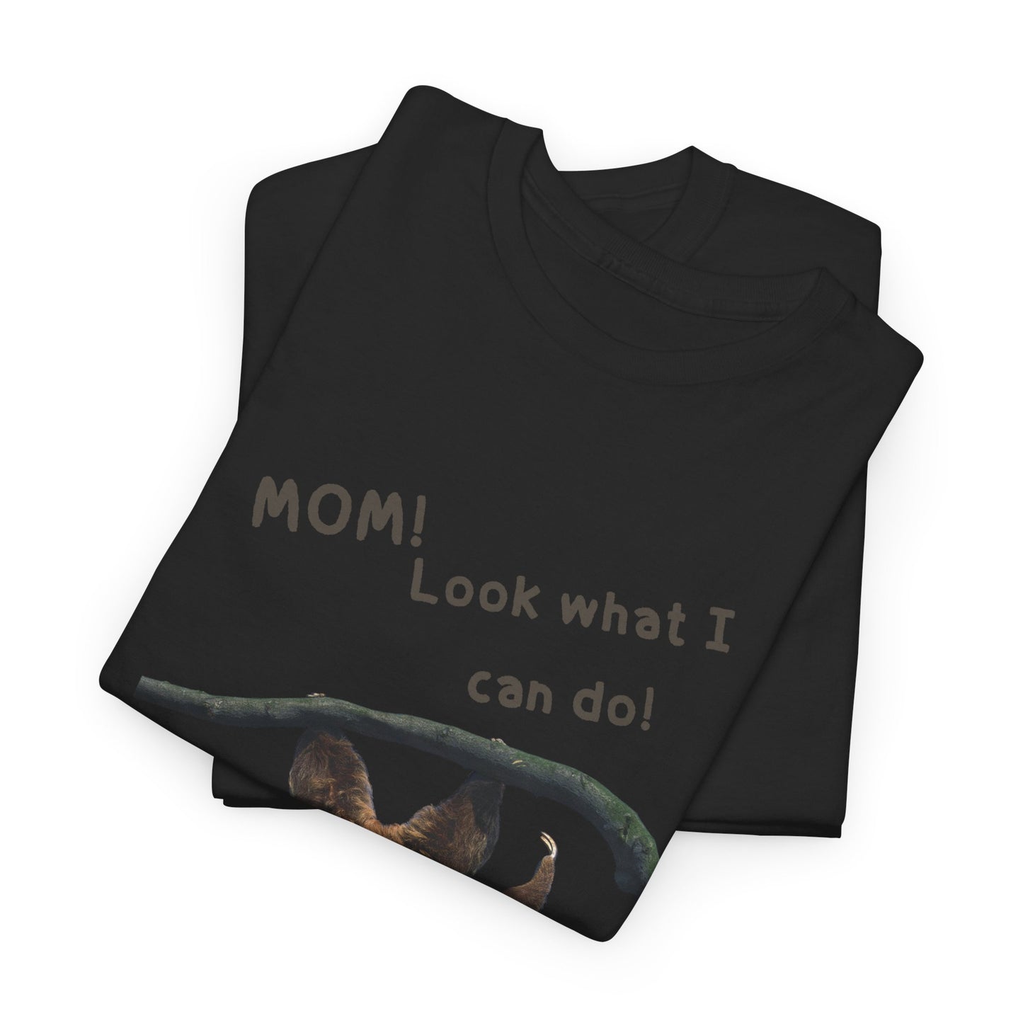 Funny Unisex Heavy Cotton Tee - 'Mom! Look What I Can Do!' Retro Animal Design