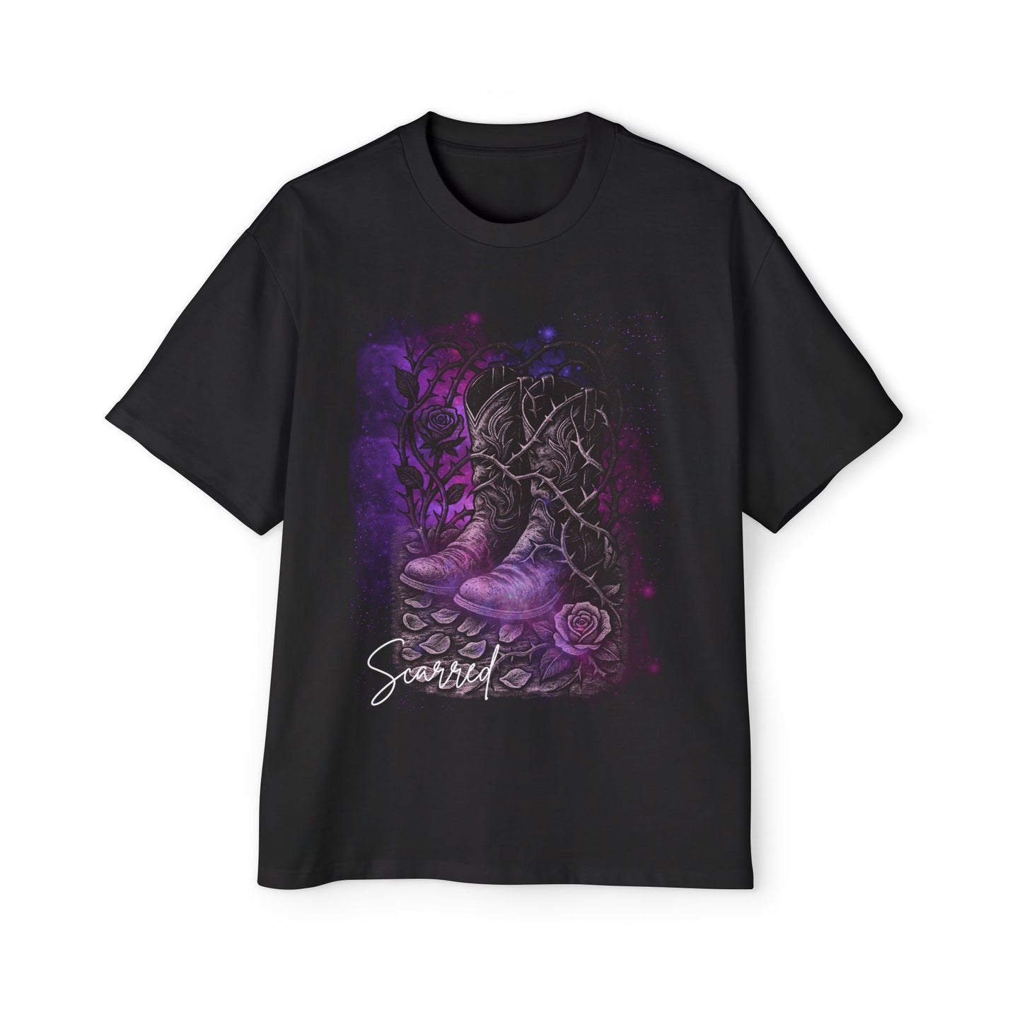 Graphic Oversized Tee - "Scarred" The Strength Beneath the Thorns