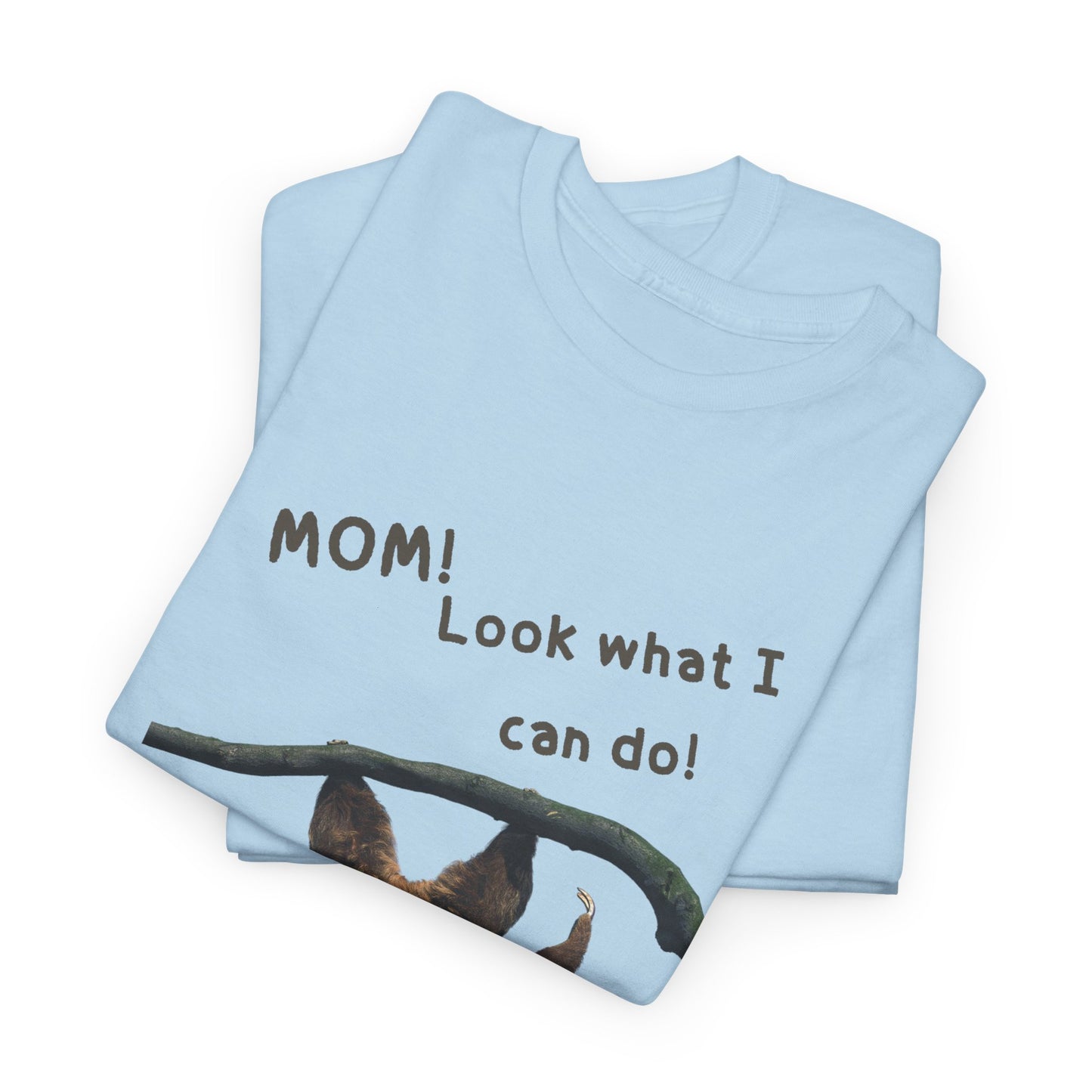 Funny Unisex Heavy Cotton Tee - 'Mom! Look What I Can Do!' Retro Animal Design