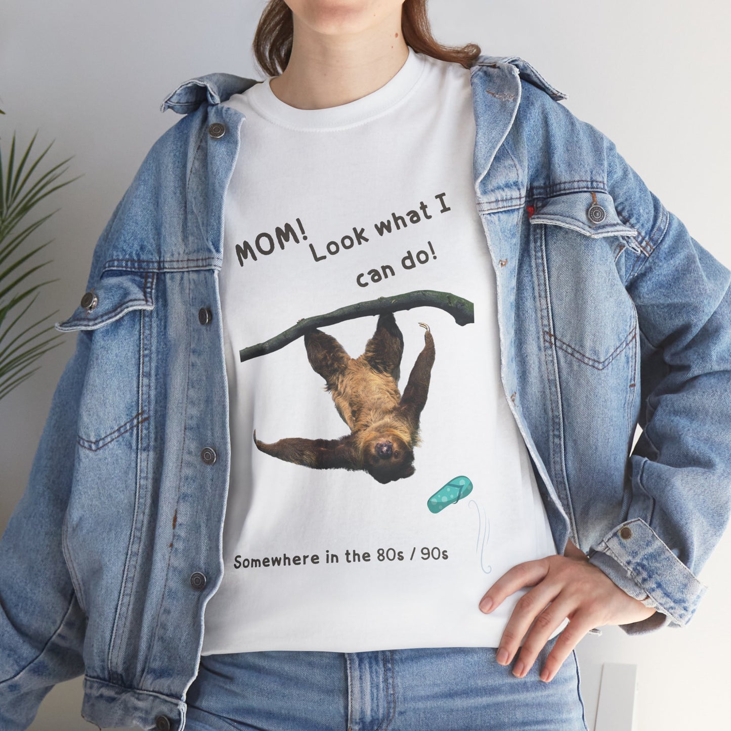 Funny Unisex Heavy Cotton Tee - 'Mom! Look What I Can Do!' Retro Animal Design