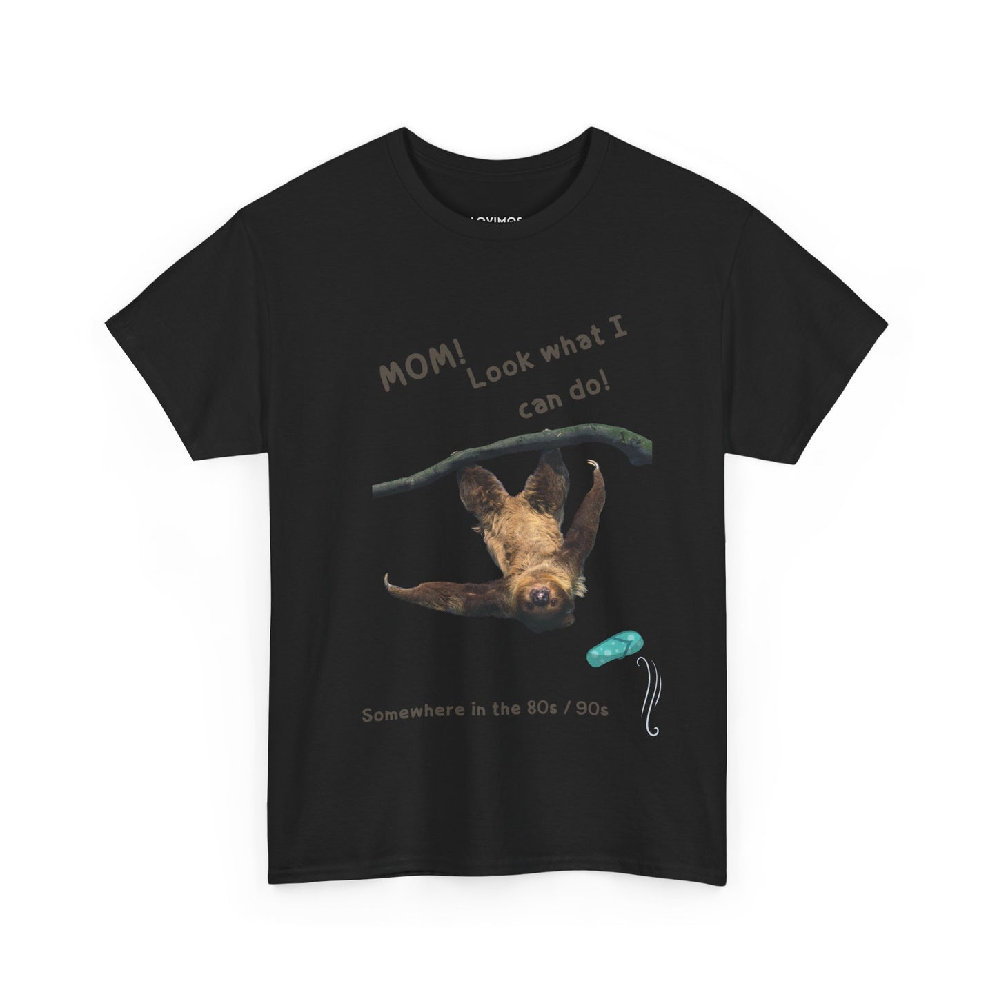 Funny Unisex Heavy Cotton Tee - 'Mom! Look What I Can Do!' Retro Animal Design