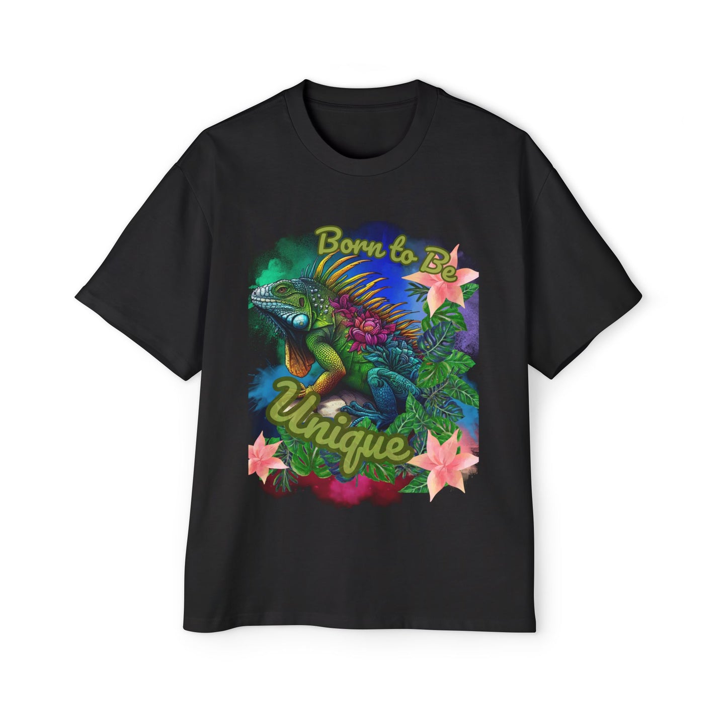Born to Be Unique Iguana Oversized Tee | Bold Graphic Shirt | Nature-Inspired Streetwear