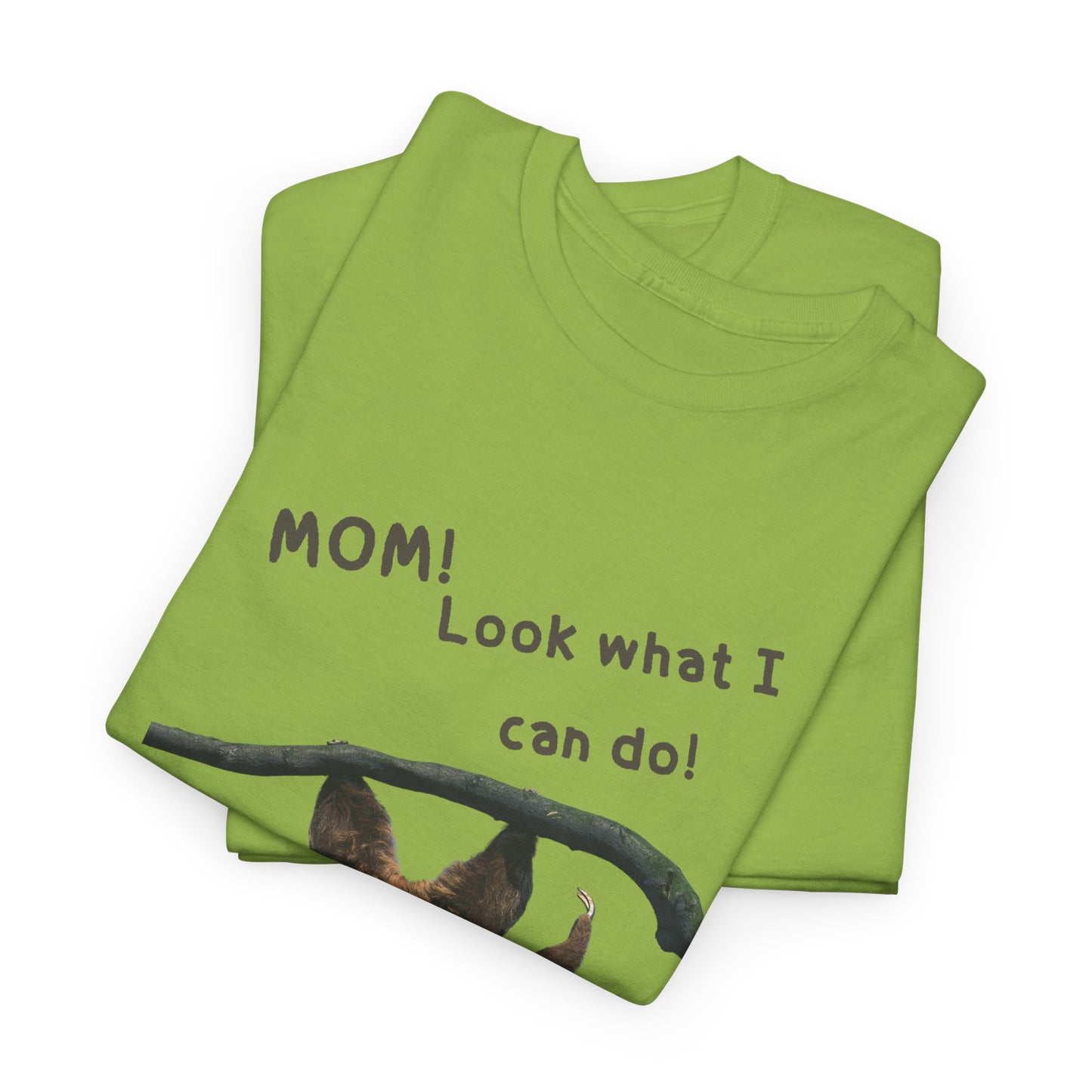 Funny Unisex Heavy Cotton Tee - 'Mom! Look What I Can Do!' Retro Animal Design