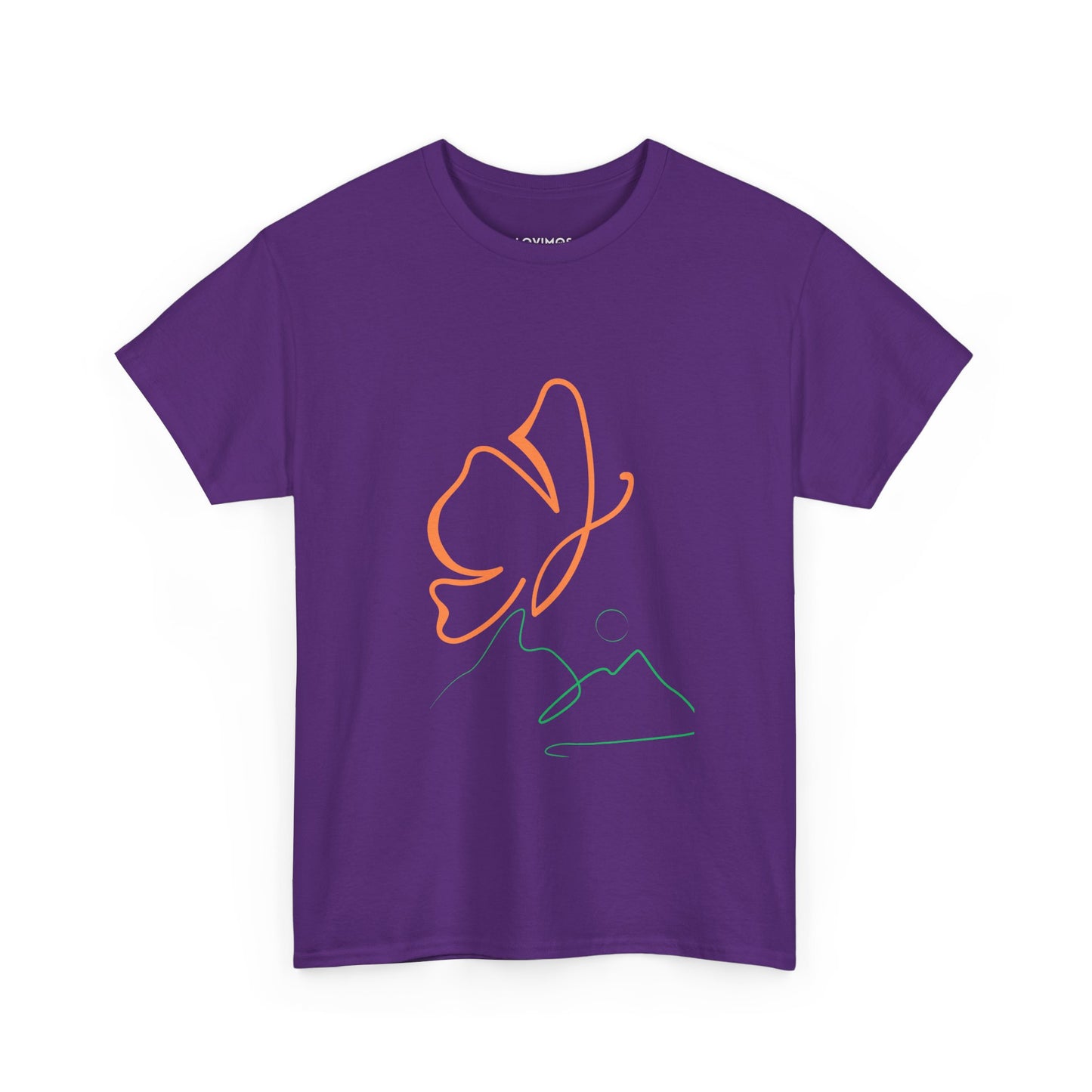 Unisex Heavy Cotton Tee with Abstract Butterfly Design