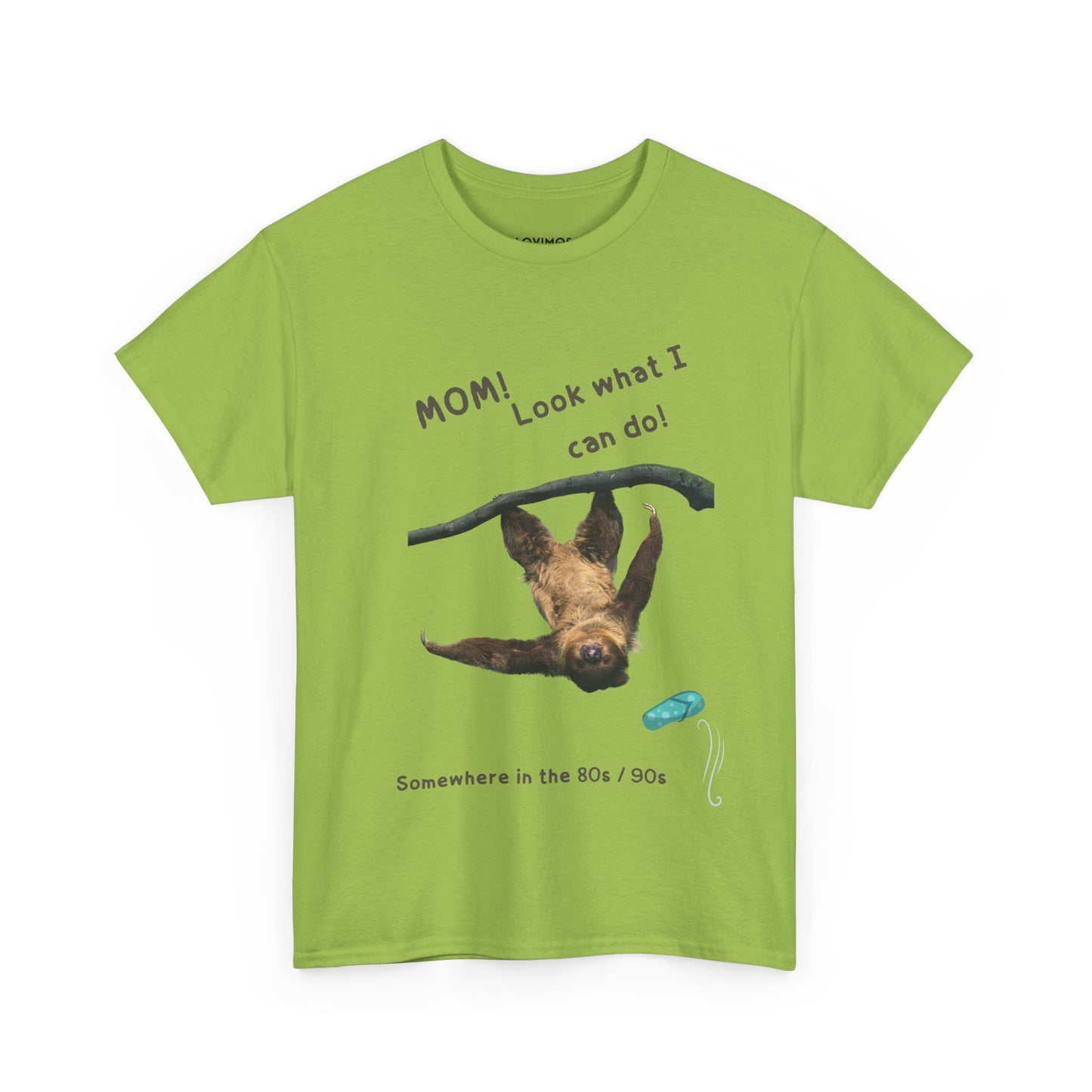 Funny Unisex Heavy Cotton Tee - 'Mom! Look What I Can Do!' Retro Animal Design