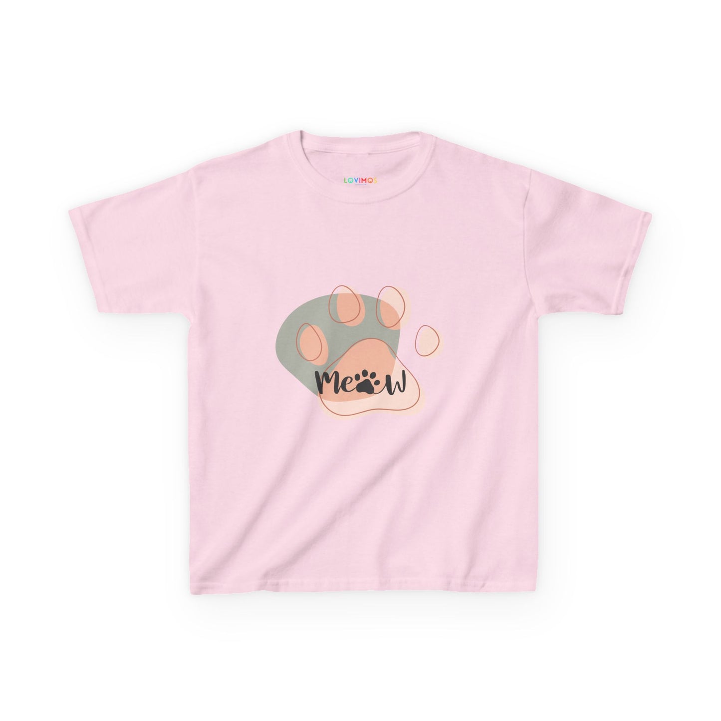 Cute Meow Paw Print Kids Tee - Heavy Cotton T-Shirt
