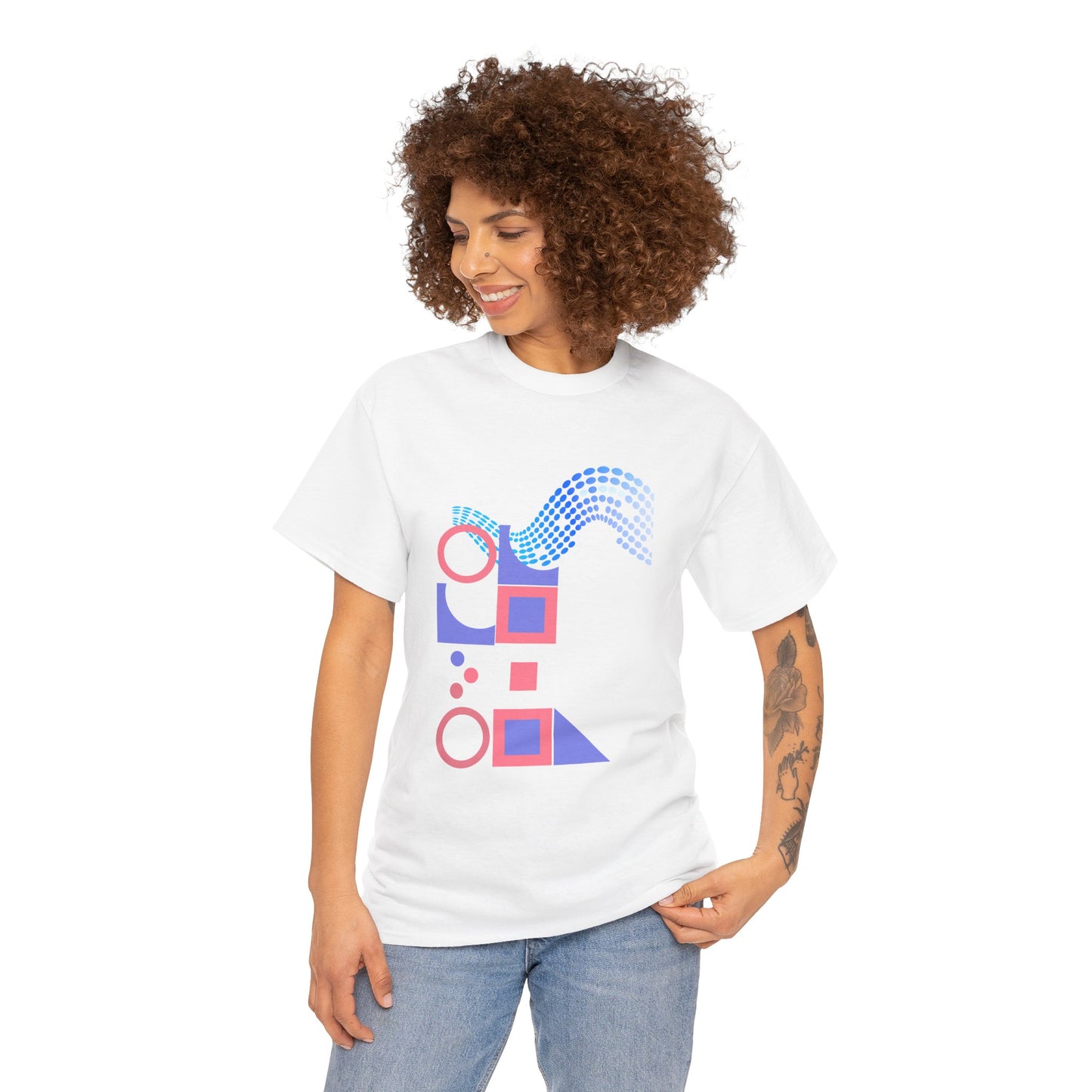 Geometric Unisex Heavy Cotton Tee - Casual Art