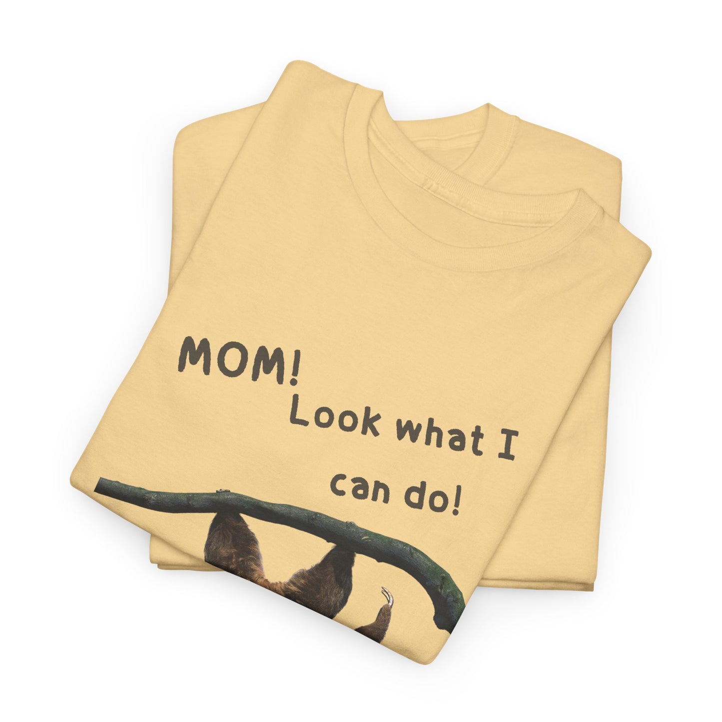 Funny Unisex Heavy Cotton Tee - 'Mom! Look What I Can Do!' Retro Animal Design