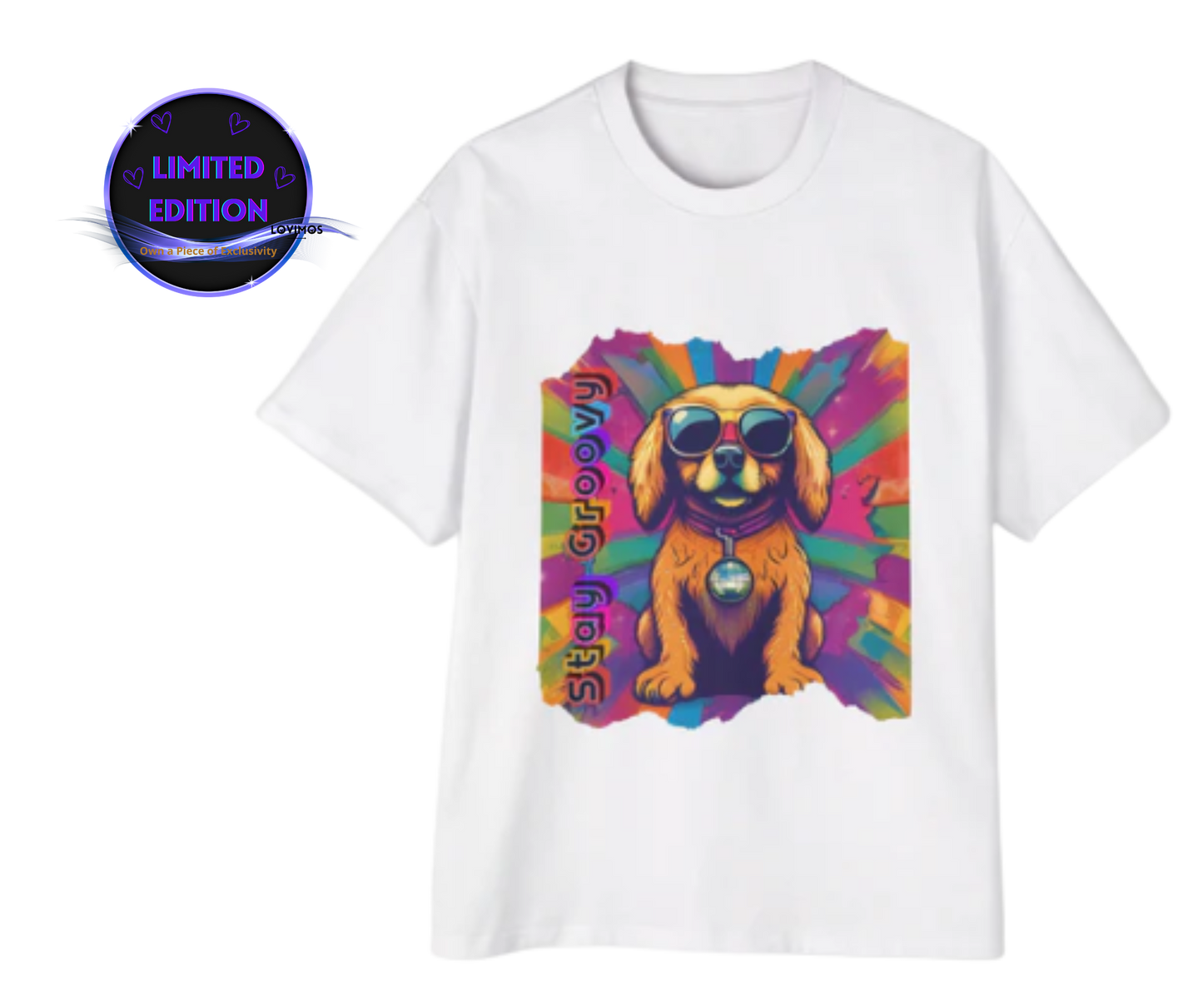 Groovy Dog Oversized Tee - Stay Groovy T-Shirt for Dog Lovers - Retro