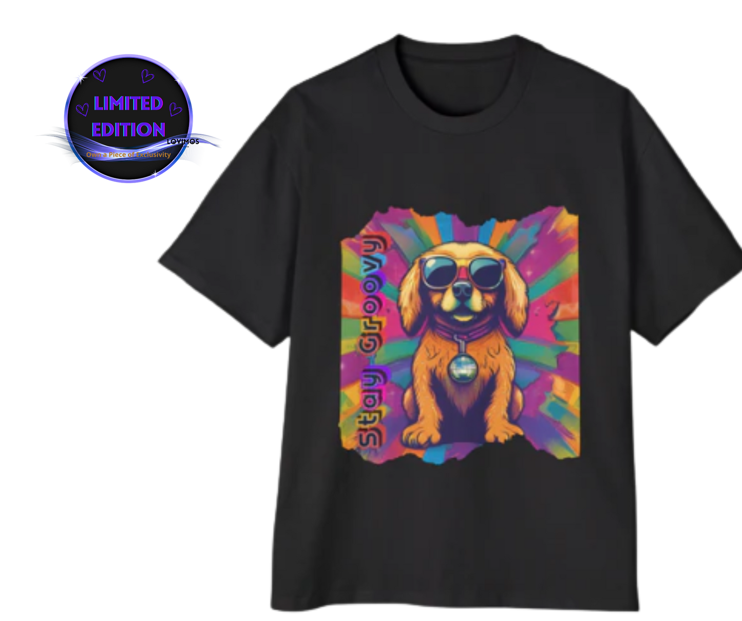 Groovy Dog Oversized Tee - Stay Groovy T-Shirt for Dog Lovers - Retro
