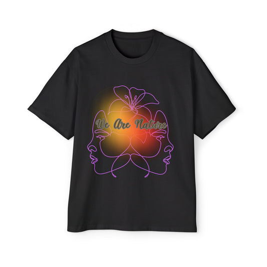 We Are Nature – Dual Face & Floral Minimalist Oversized Tee