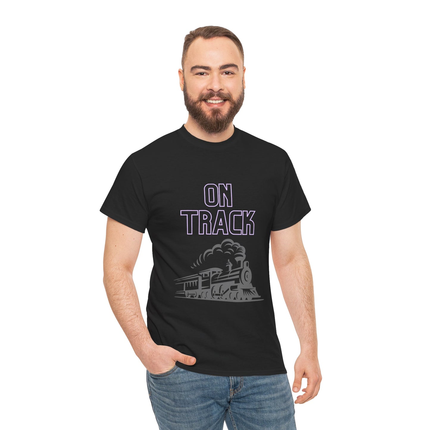 On Track Unisex Heavy Cotton Tee - Casual Train Graphic Shirt