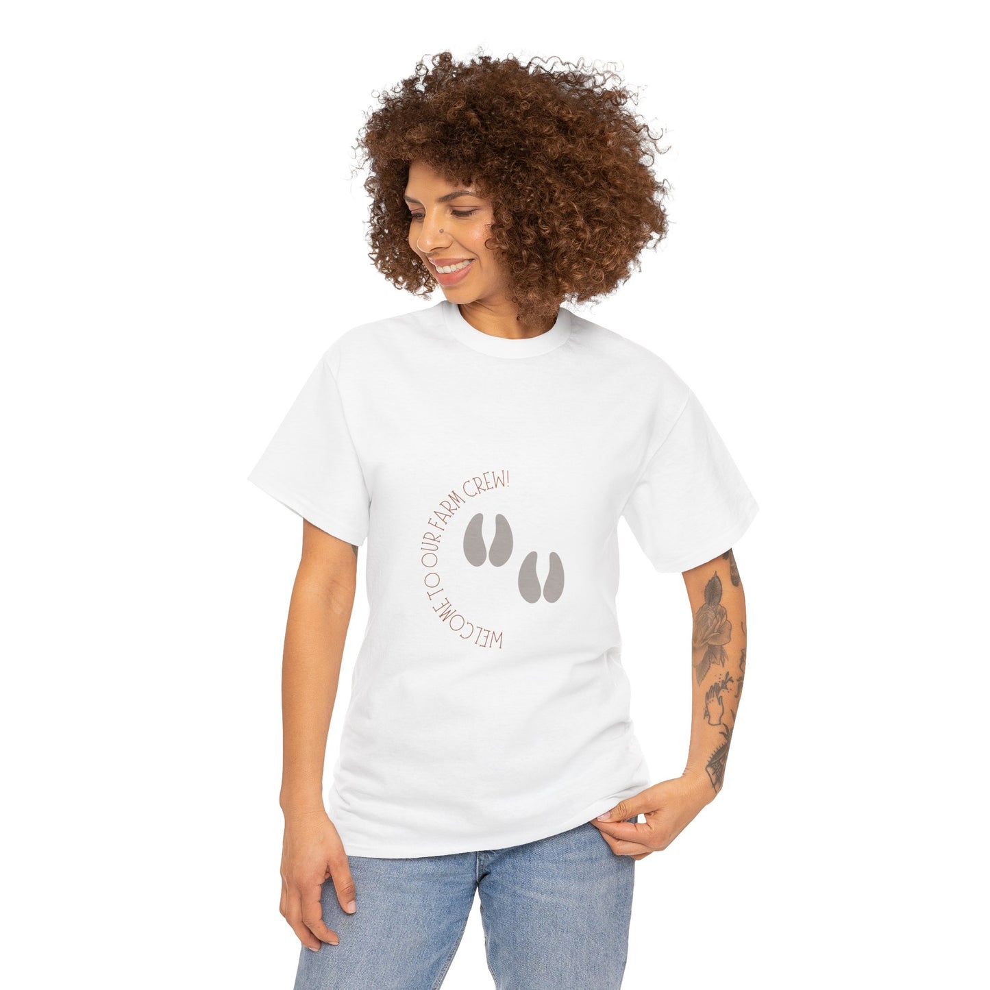 Unisex Heavy Cotton Tee - "Welcome to our crew" Graphic Shirt