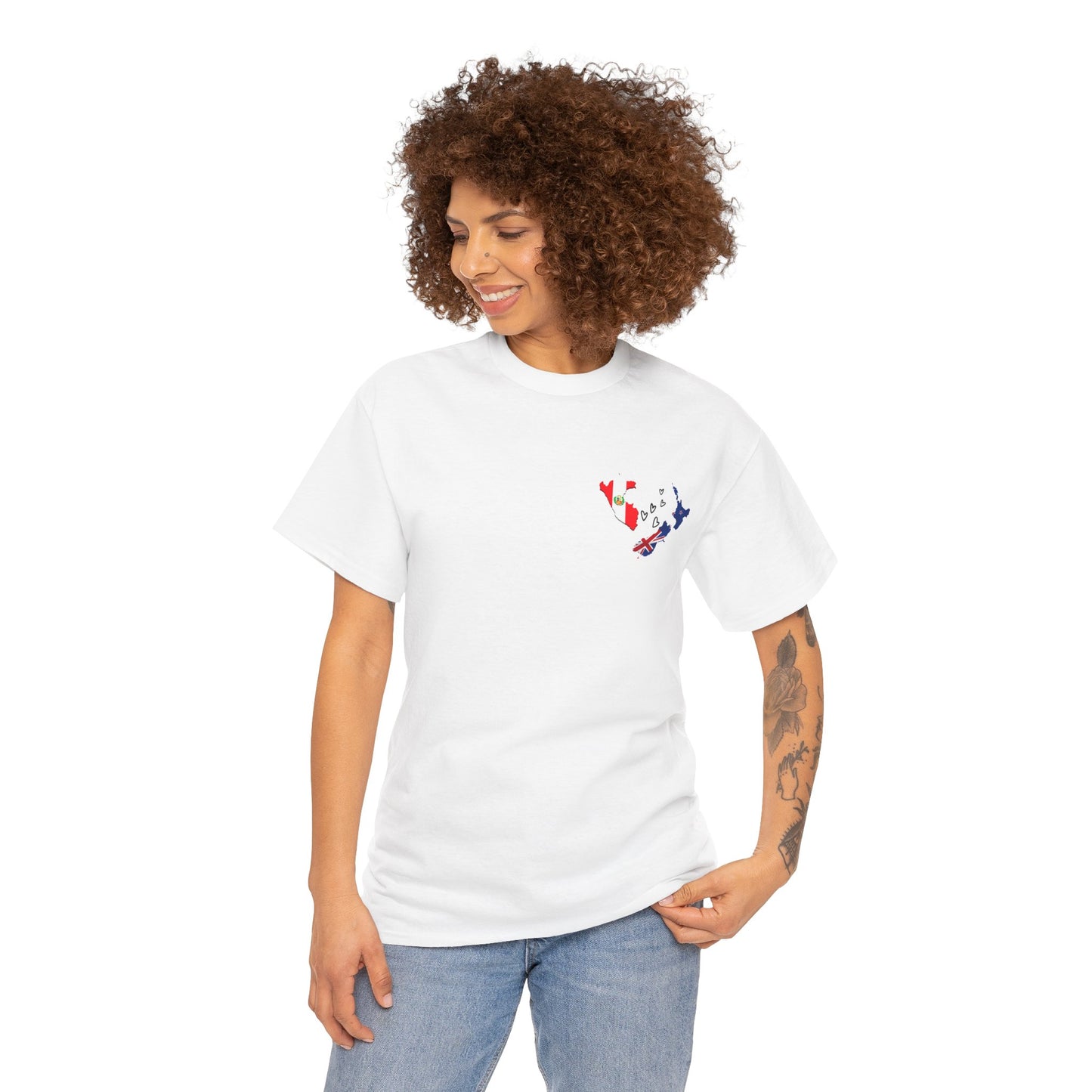 Cozy Unisex Cotton Tee with Peru & NZ Map Design