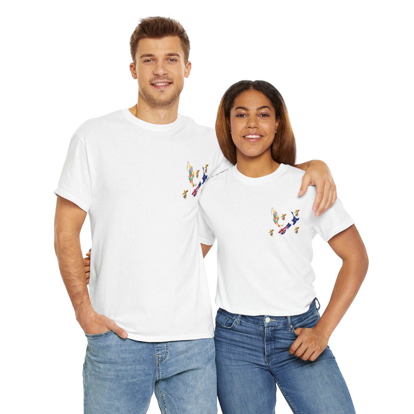 Cozy Unisex Cotton Tee with Mexico & NZ Map Design