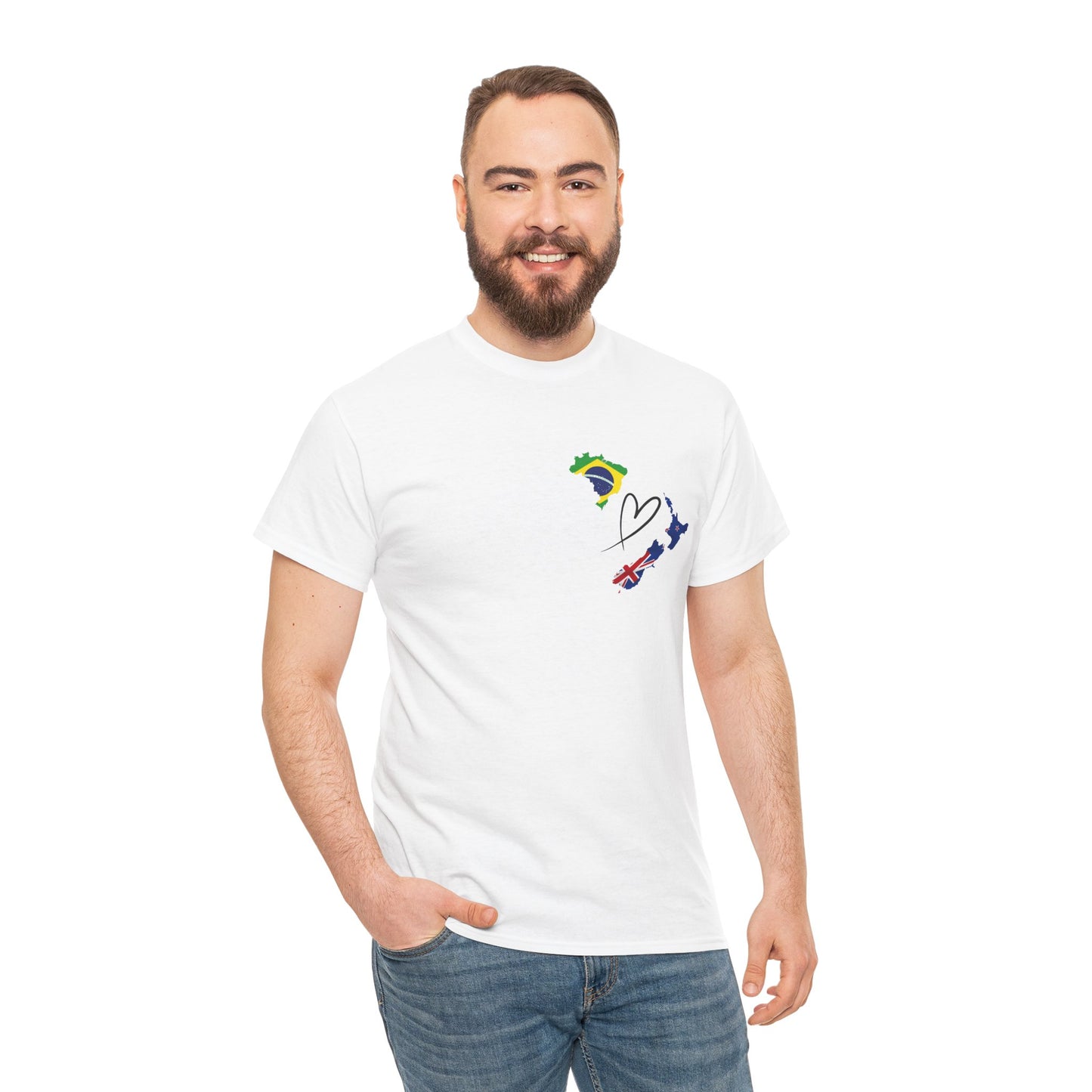 Cozy Unisex Cotton Tee with Brasil & NZ Map Design
