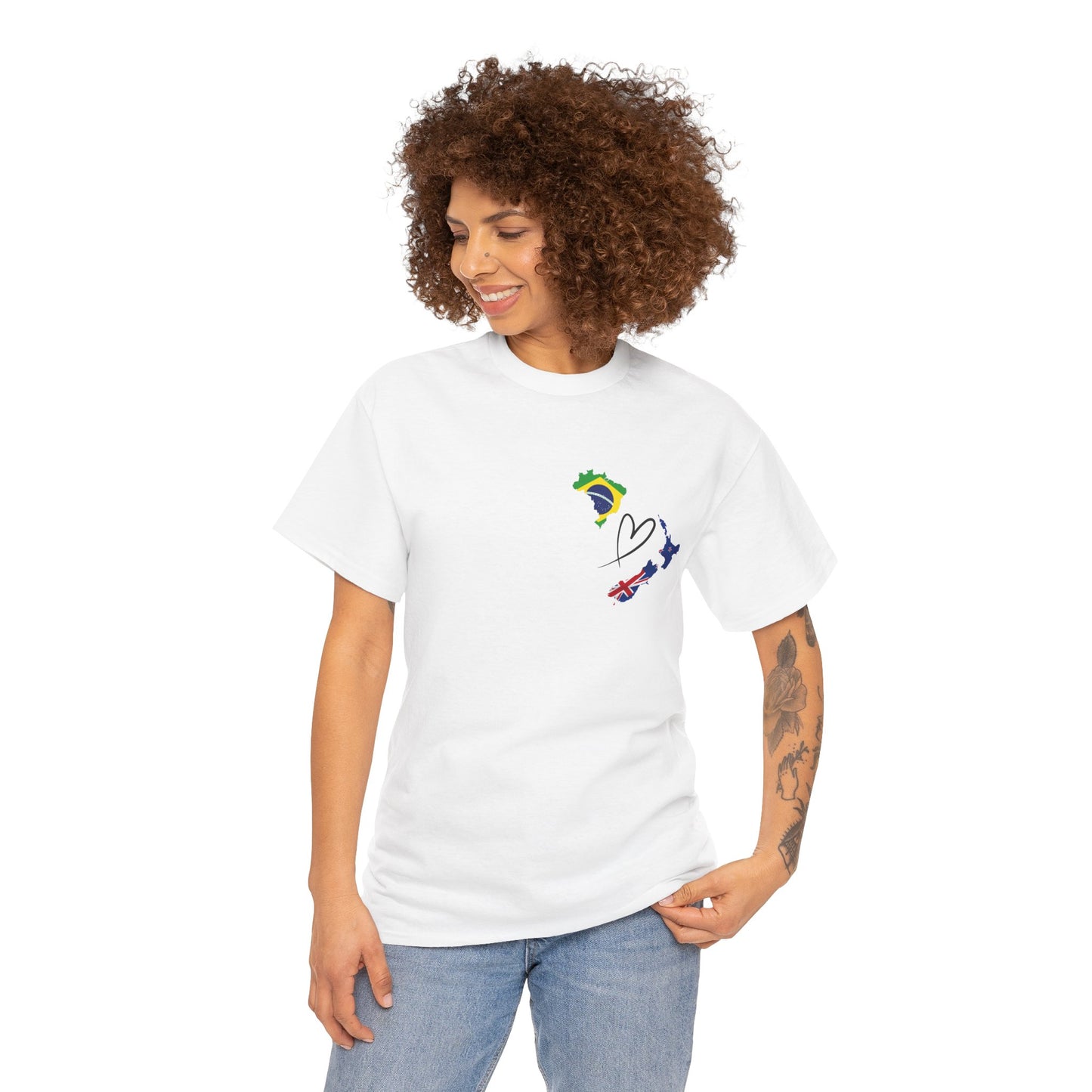 Cozy Unisex Cotton Tee with Brasil & NZ Map Design