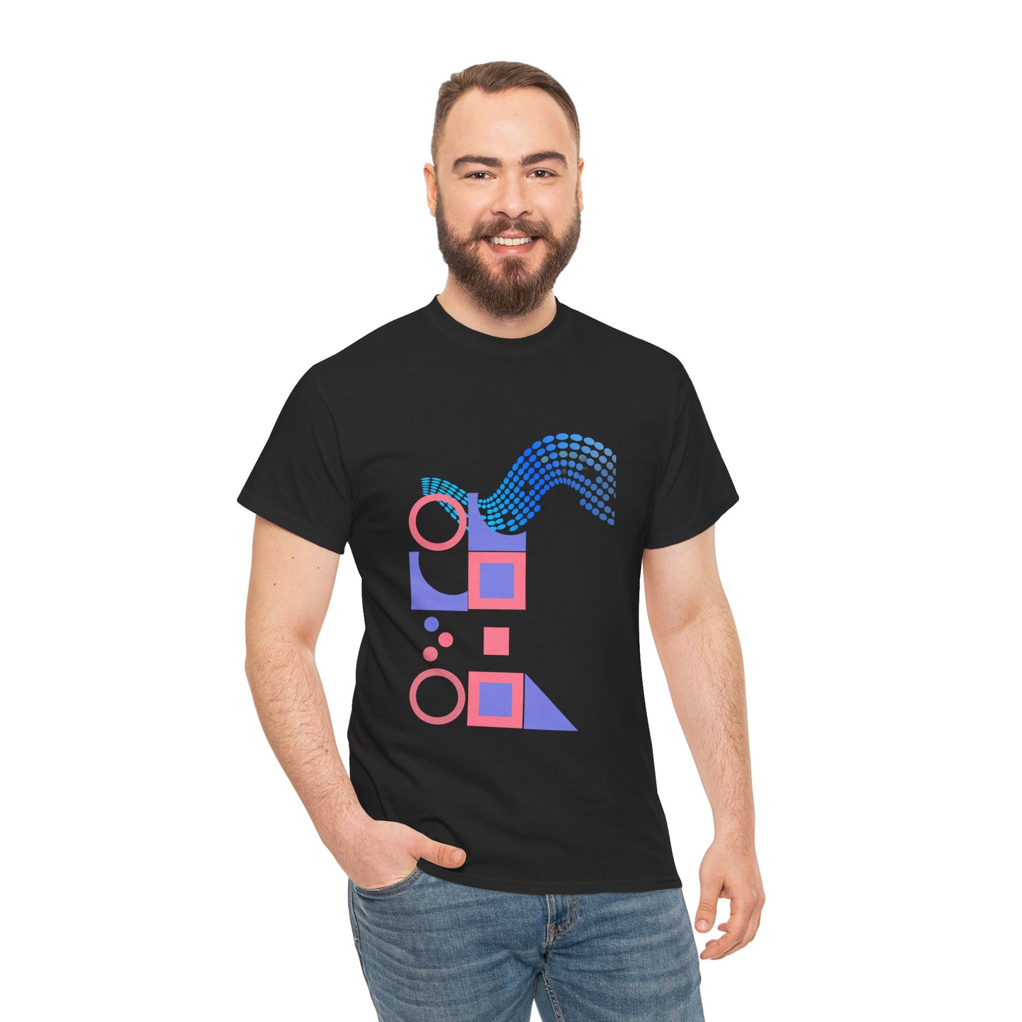 Geometric Unisex Heavy Cotton Tee - Casual Art