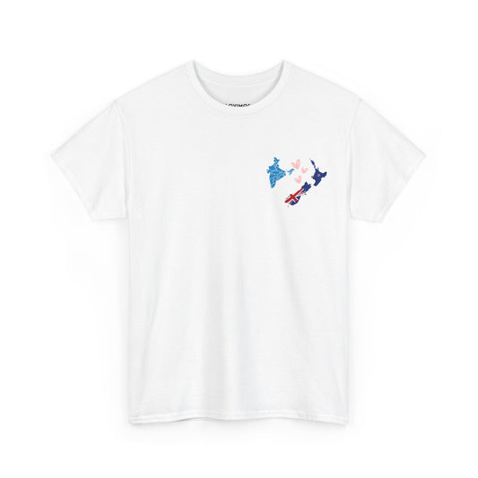 Cozy Unisex Cotton Tee with India & NZ Map Design
