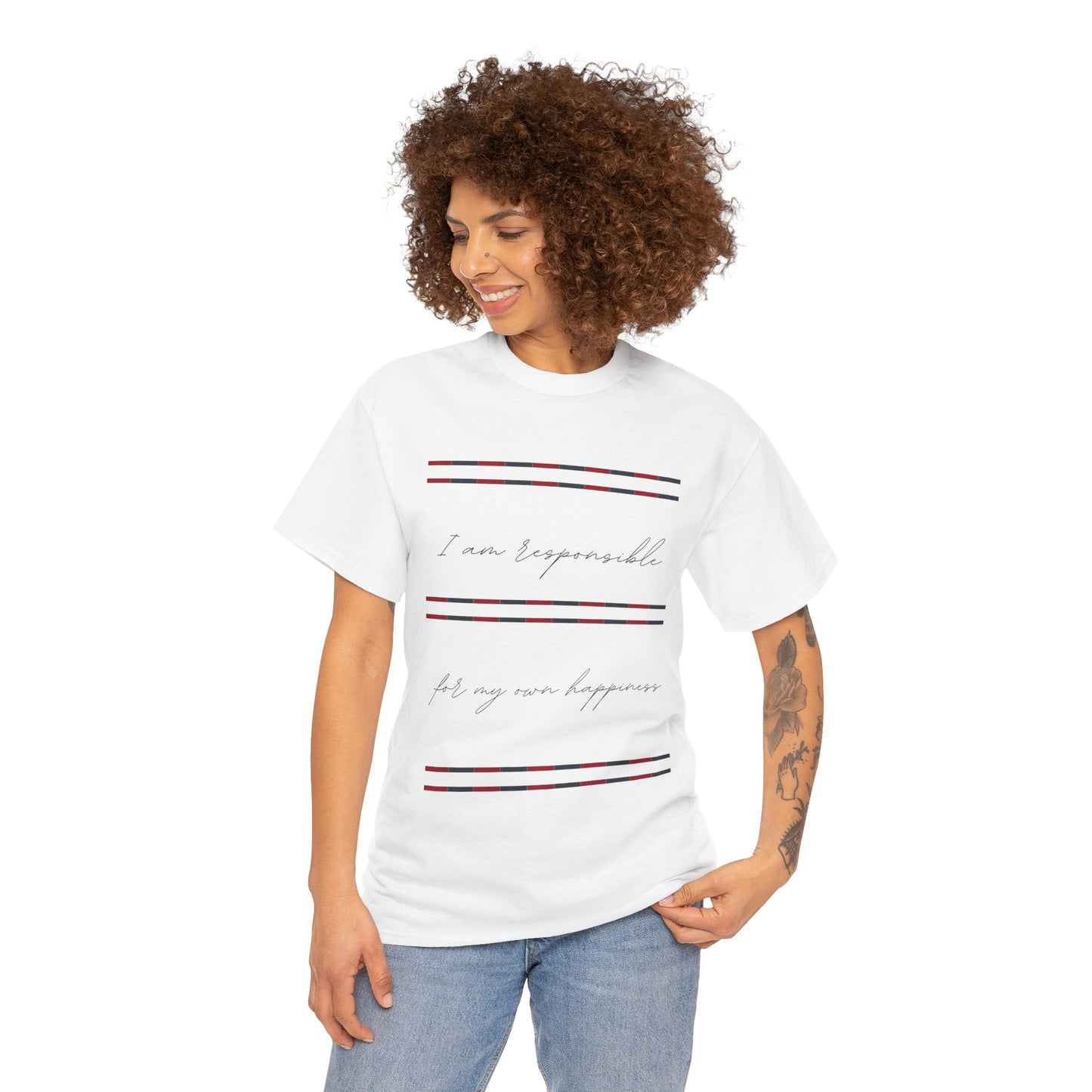 Inspirational Unisex Heavy Cotton Tee - "I Am Responsible for My Own Happiness"