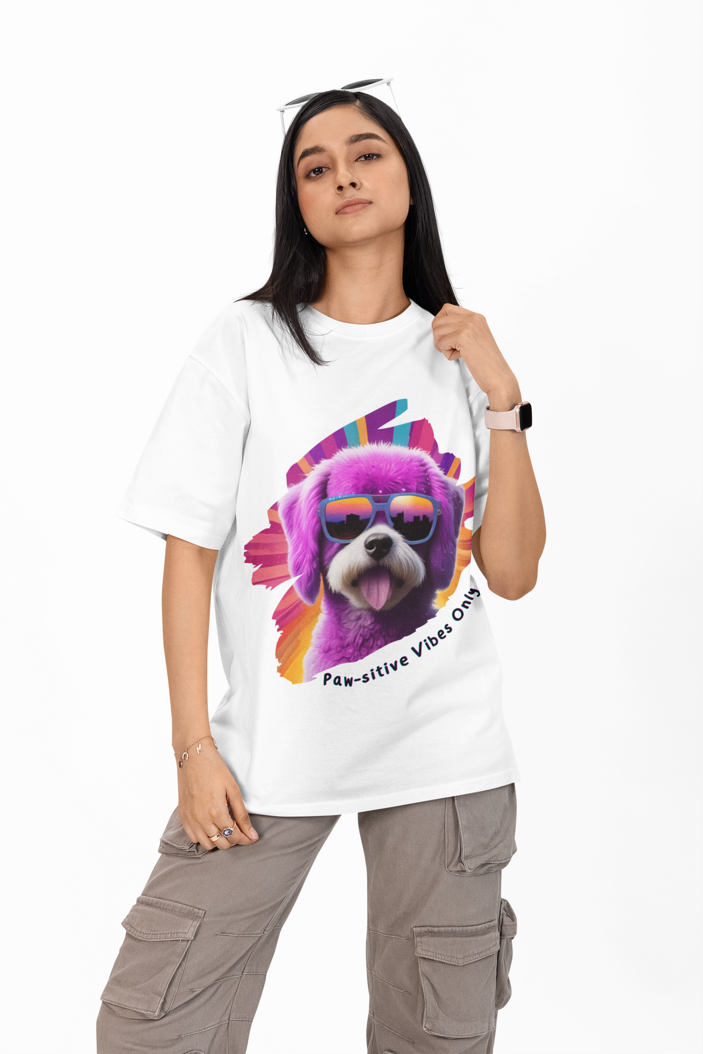Paw-sitive Vibes Oversized Tee for Dog Lovers
