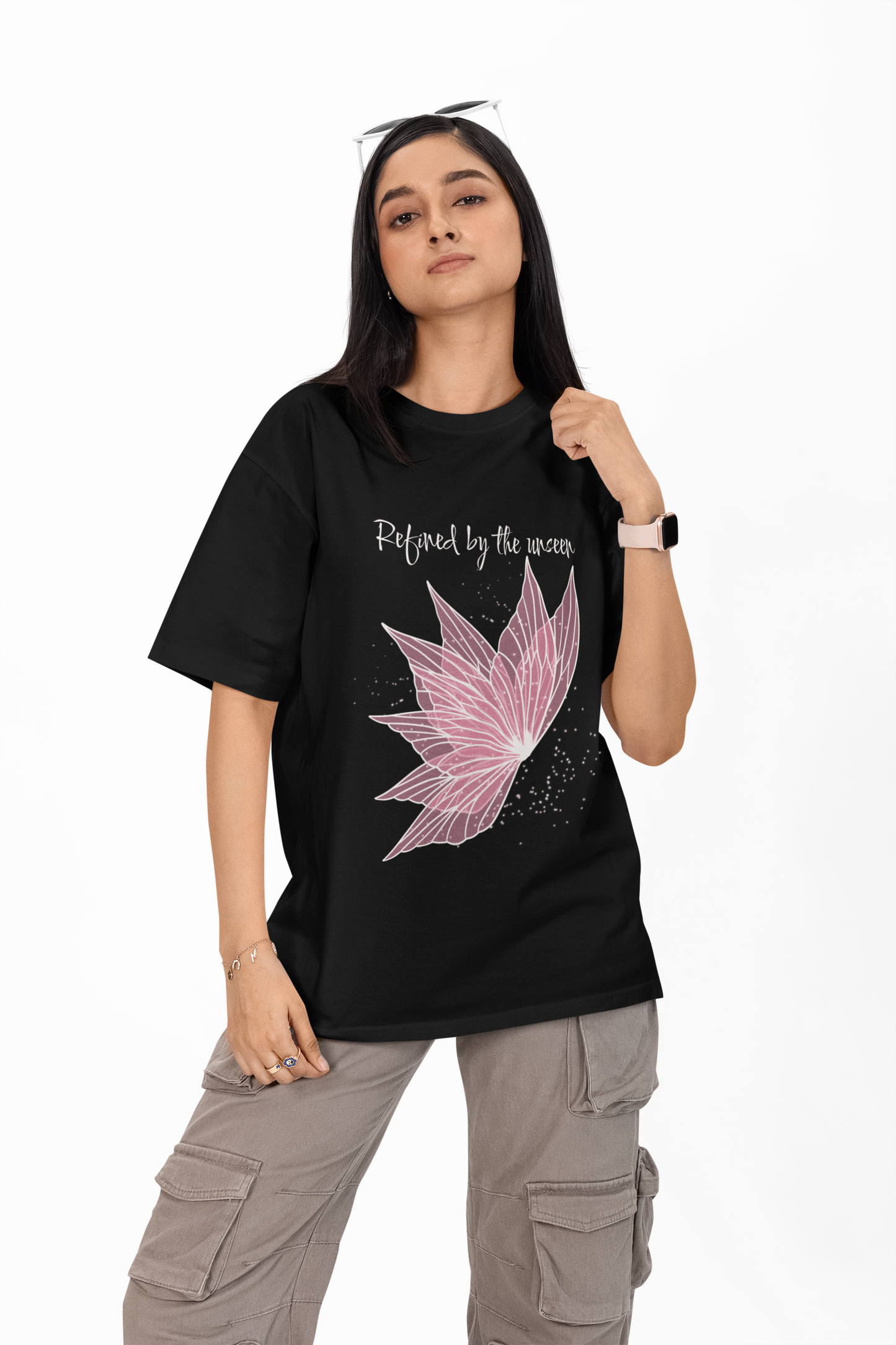 Refined by the Unseen – Mystical Abstract Floral Oversized Tee