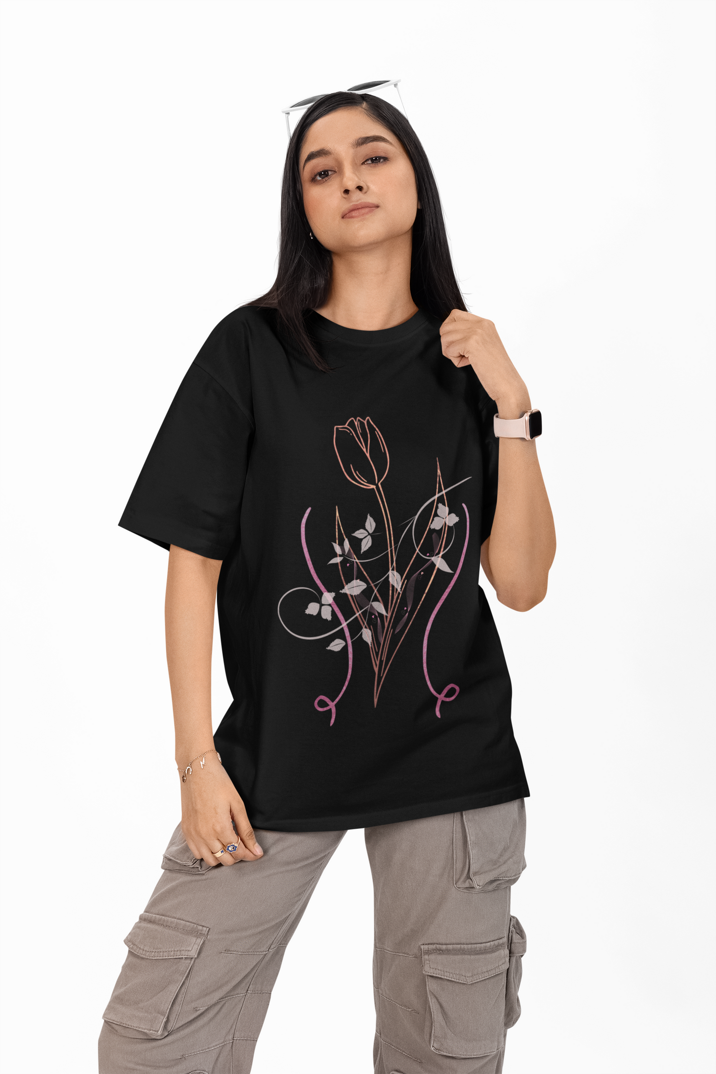 Ethereal Bloom – Noir Rose Tulip Edition Women's Tee