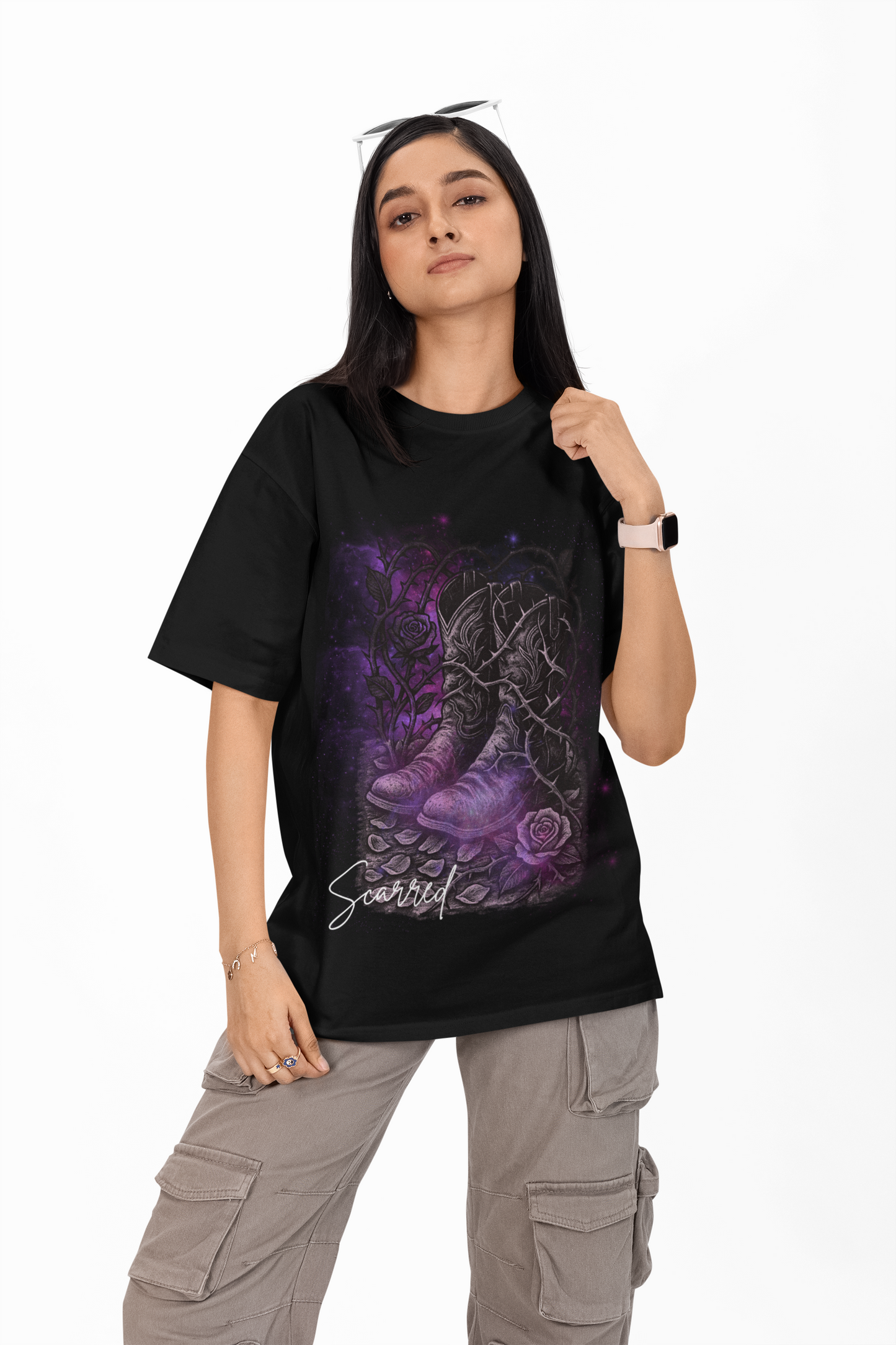 Graphic Oversized Tee - "Scarred" The Strength Beneath the Thorns