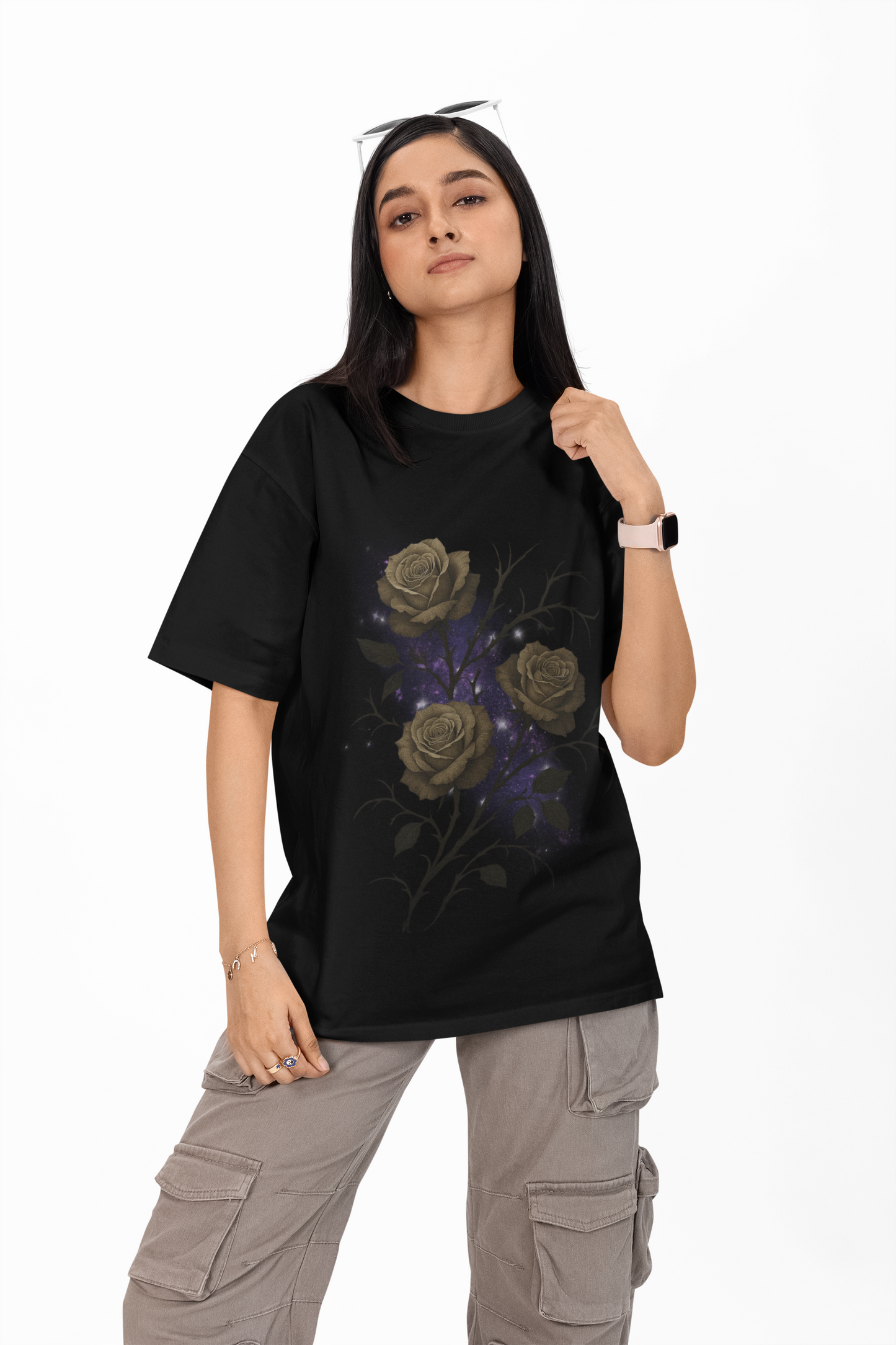 Shadow & Bloom Noir Rose oversized T-Shirt