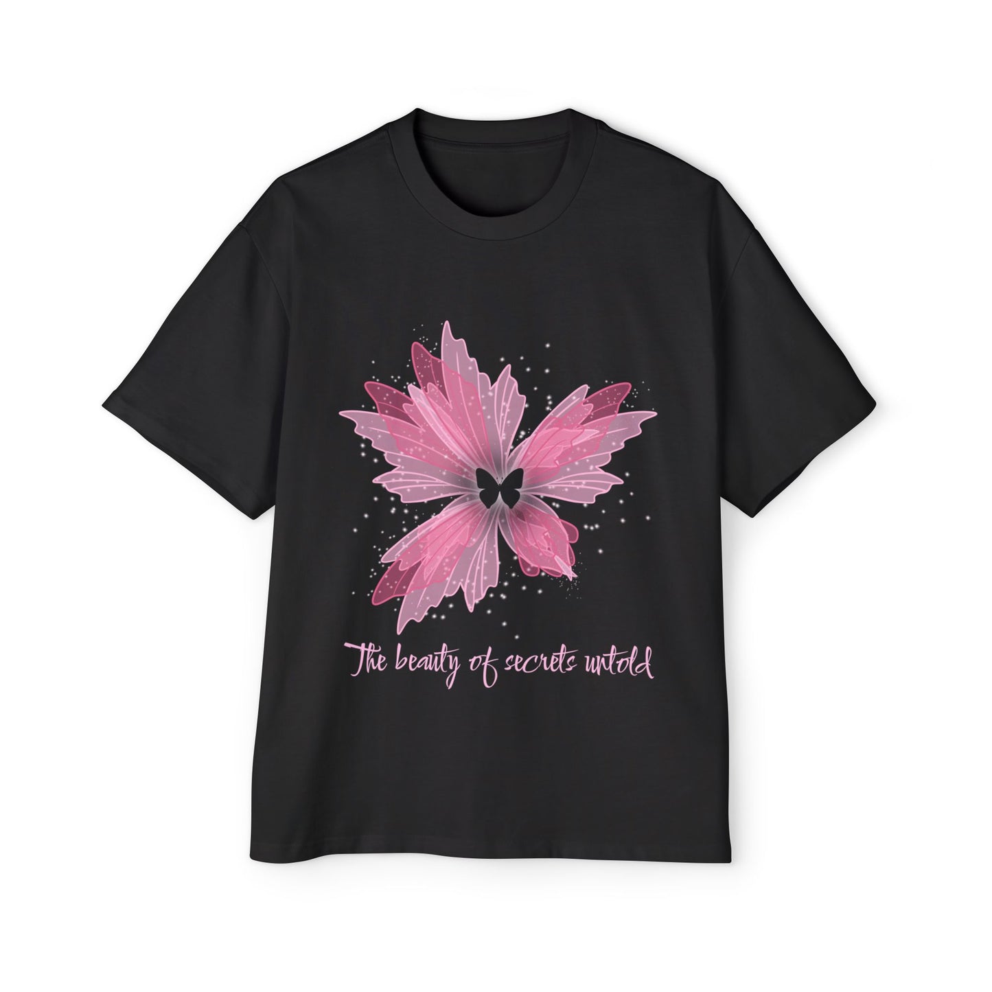 The Beauty of Secrets Untold – Hidden Butterfly Floral Oversized Tee