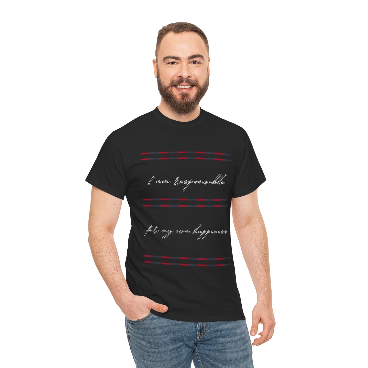 Inspirational Unisex Heavy Cotton Tee - "I Am Responsible for My Own Happiness"