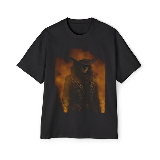 Heavy Oversized Eclipsed Elegance T-Shirt – Golden Shadows & Hidden Roses