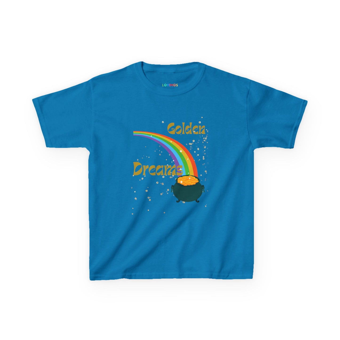 Kids Heavy Cotton™ Tee - 'Golden Dreams' Rainbow Design