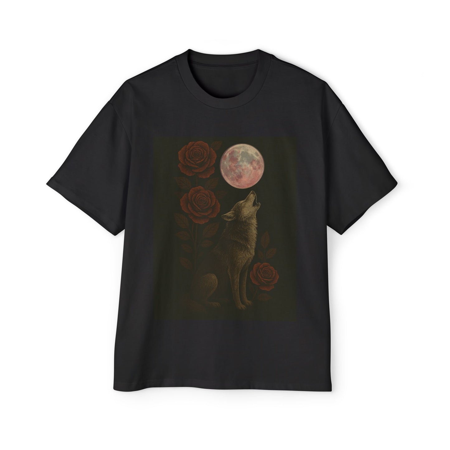 Oversized Moonlit Howl T-Shirt – Echoes Beneath a Silver Moon