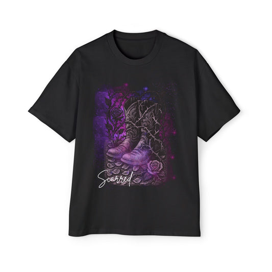 Graphic Oversized Tee - "Scarred" The Strength Beneath the Thorns