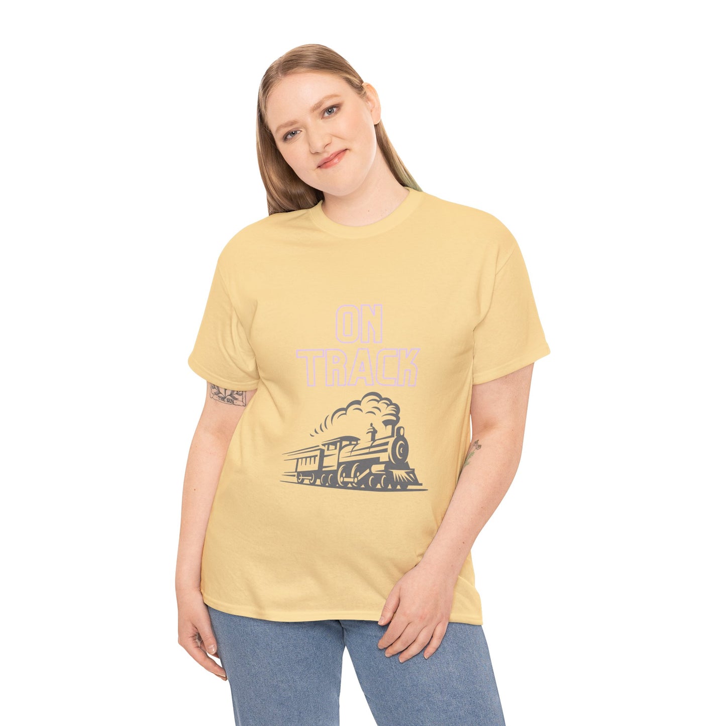 On Track Unisex Heavy Cotton Tee - Casual Train Graphic Shirt