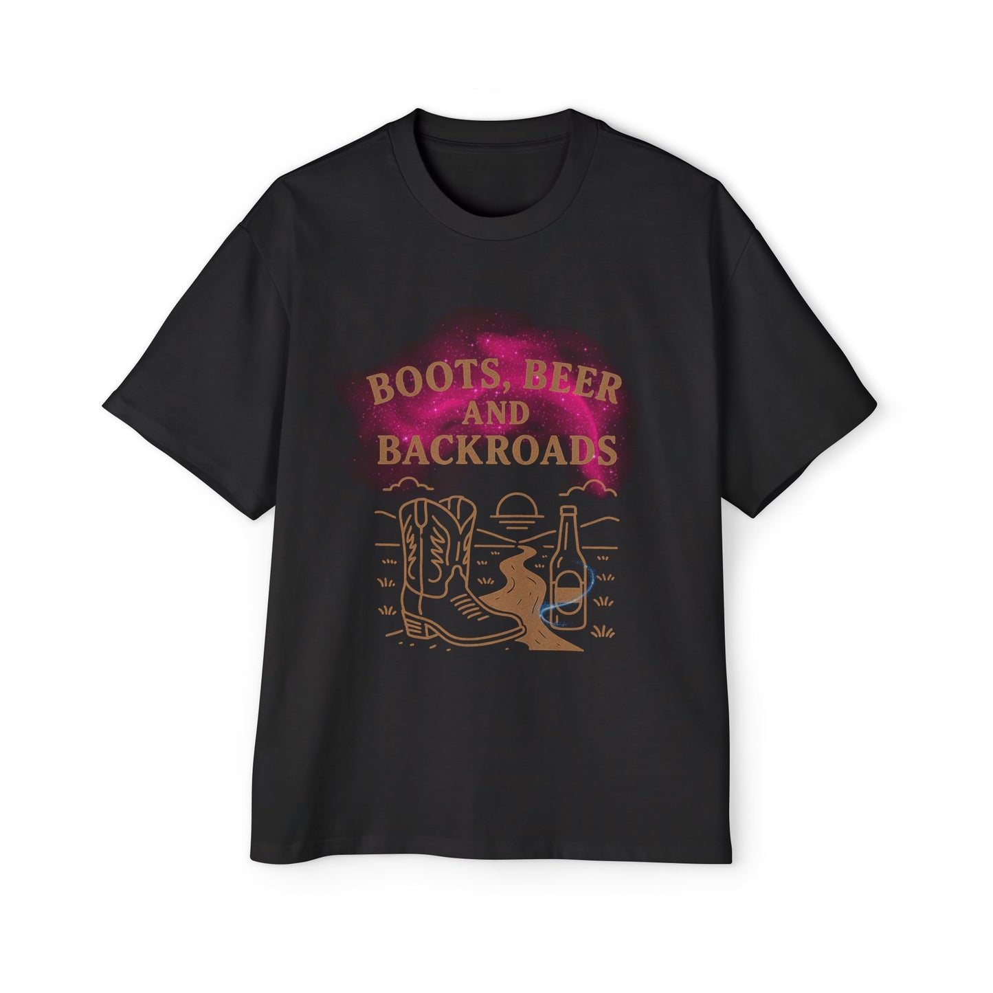 Boots & Brews – Noir Rose Country Soul Women's Heavy Oversized Tee