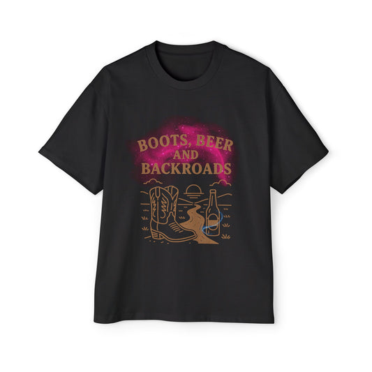 Boots & Brews – Noir Rose Country Soul Women's Heavy Oversized Tee