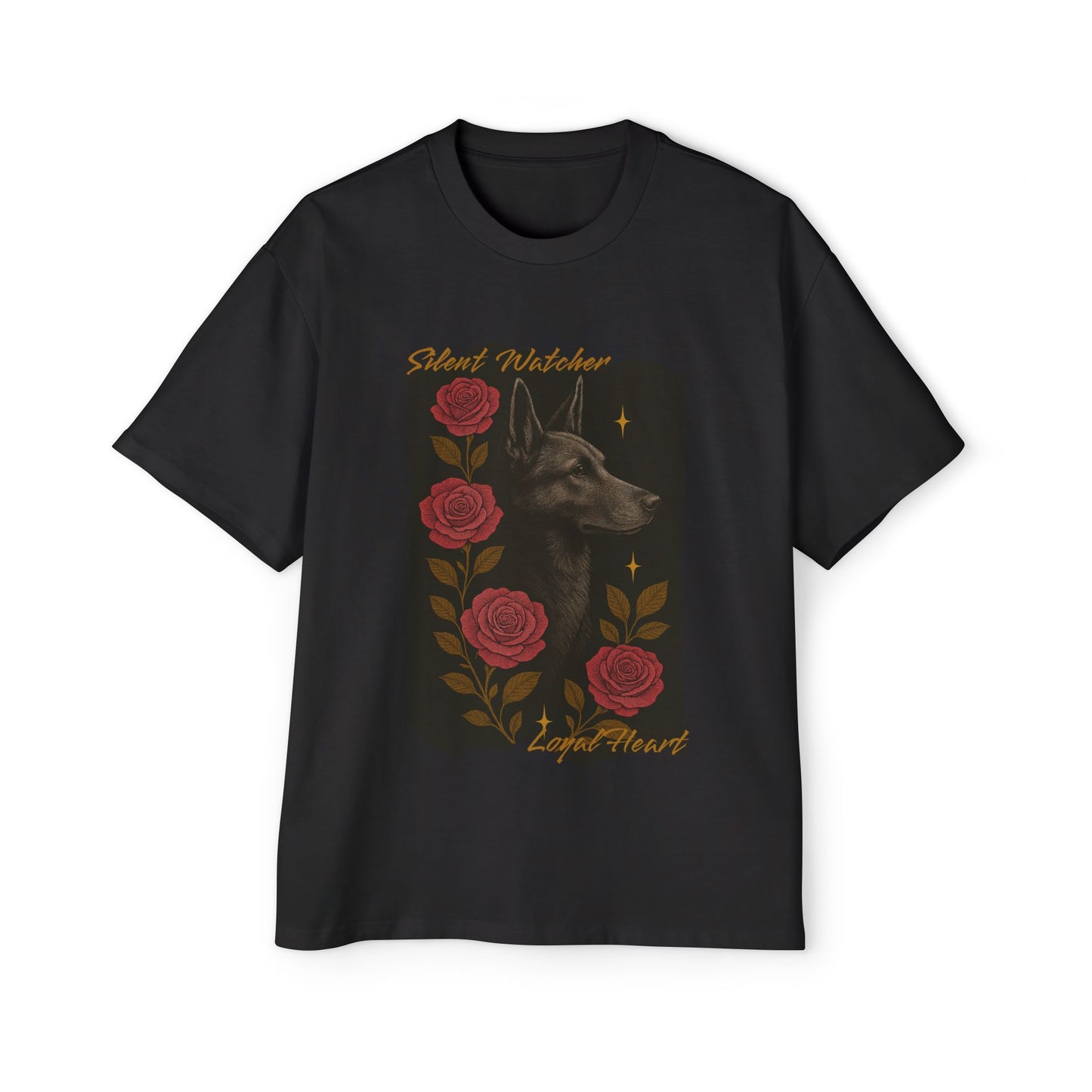 Oversized Midnight Guardian T-Shirt – Silent Watcher, Loyal Heart