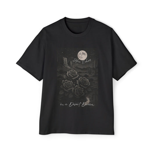 Heavy Oversized Moonlit Mirage T-Shirt – Silver Echoes in a Desert Dream