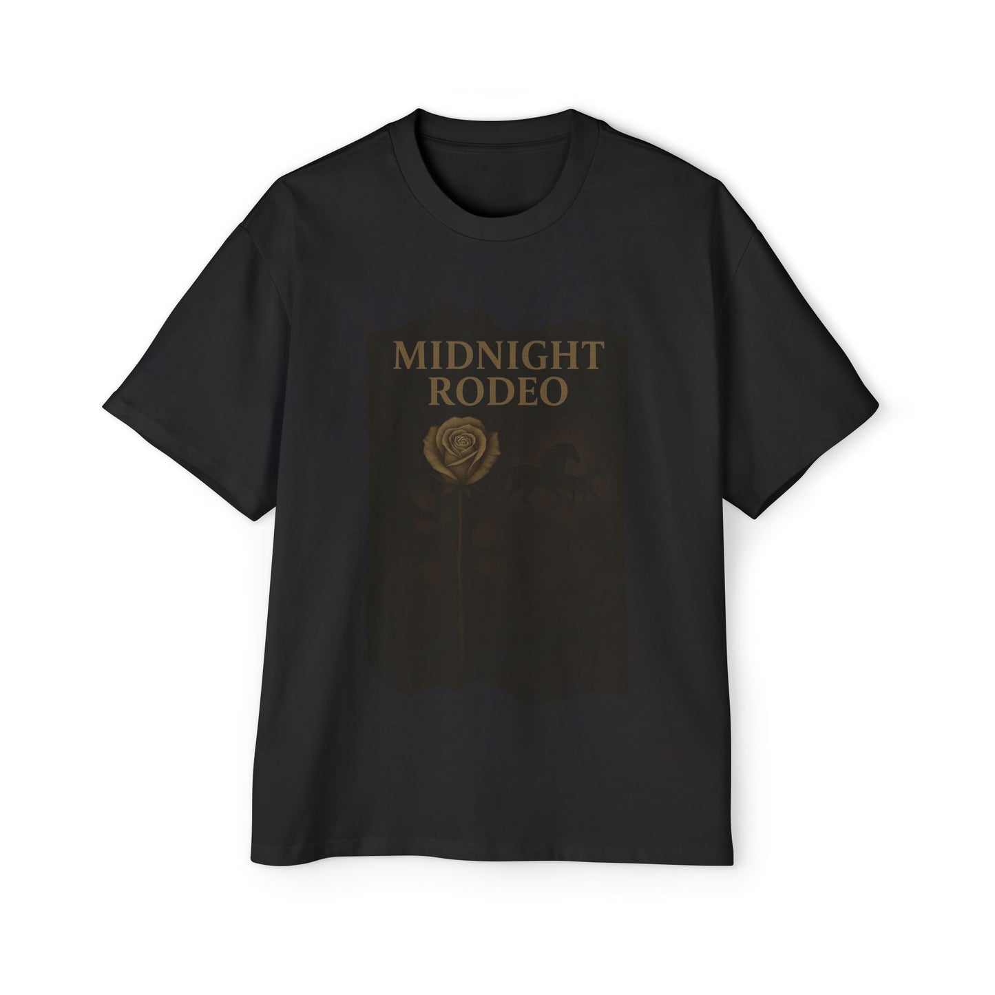 Midnight Rodeo Noir Rose T-Shirt – Dark Western Elegance with a Mysterious Edge